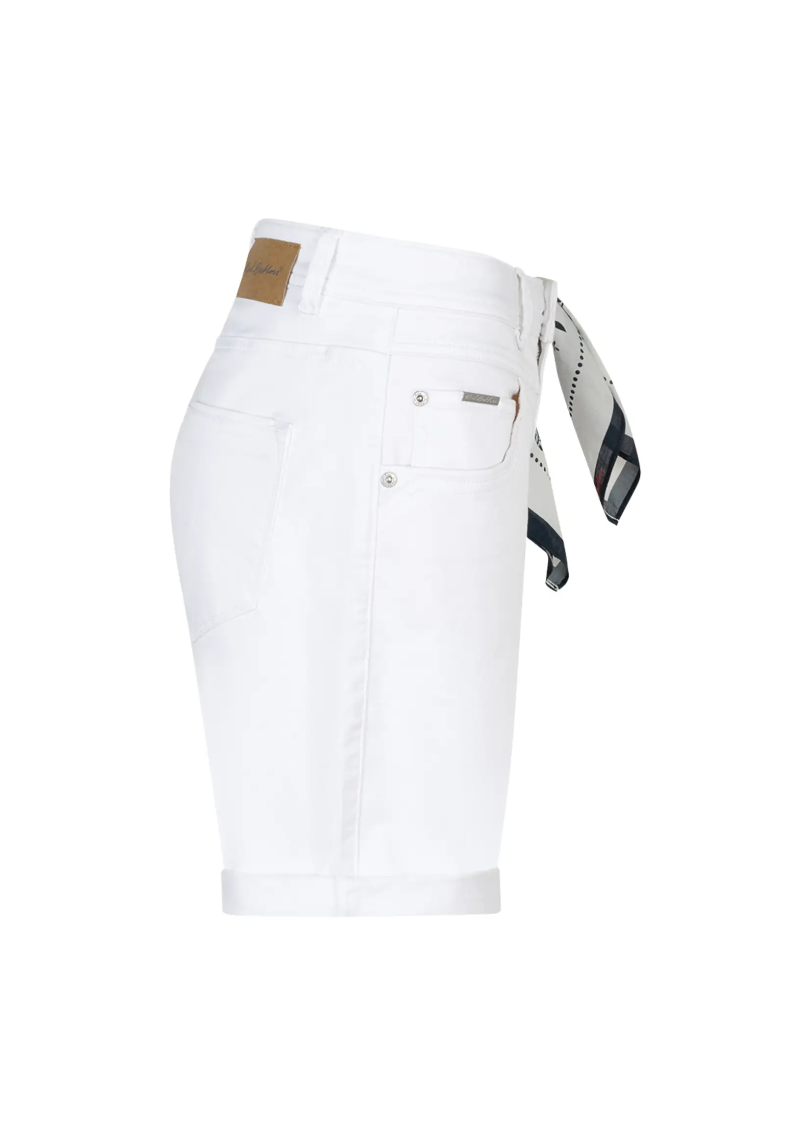 Red Button Short Relax Jog - White & Scarf