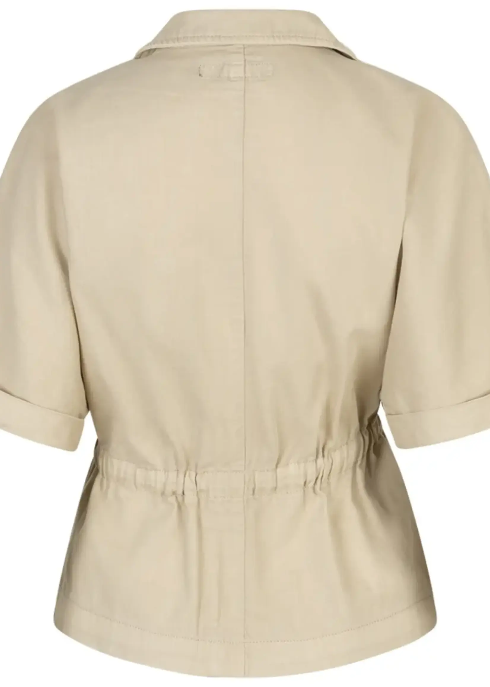 Red Button Blouse Drew Drawstring Linen - Pebble