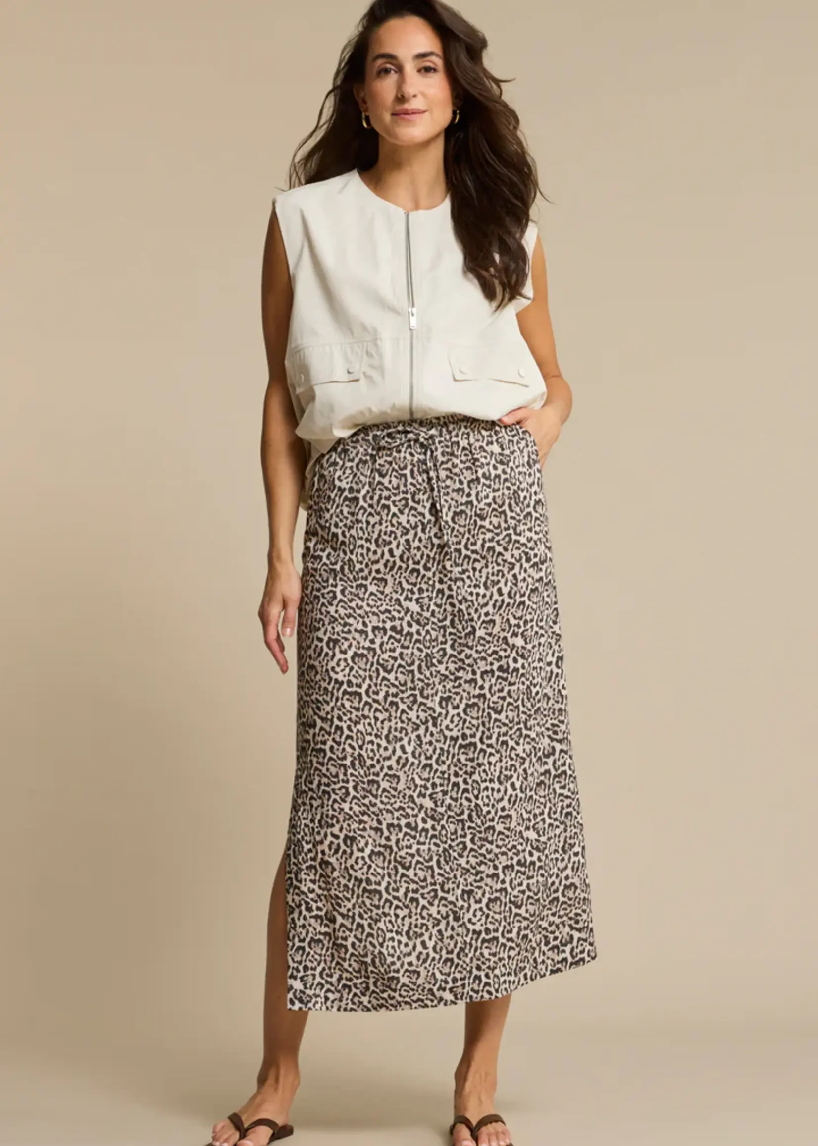 Red Button Rok Indie Linen Leopard - Pebble