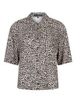 Red Button Blouse Nora Linen Leopard - Pebble