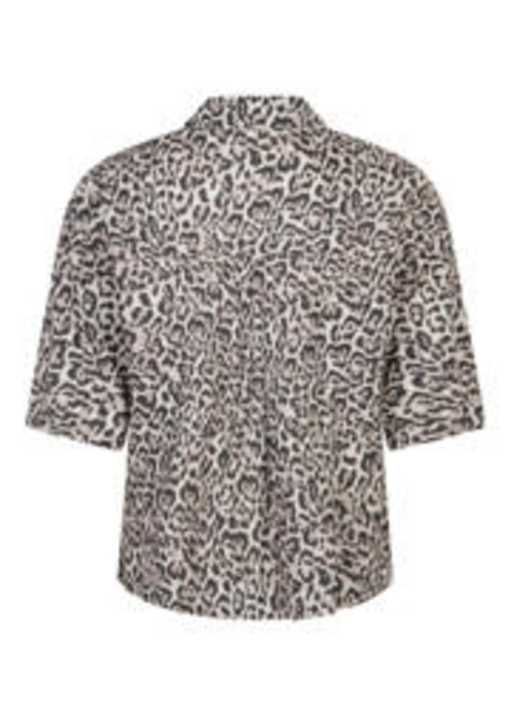 Red Button Blouse Nora Linen Leopard - Pebble