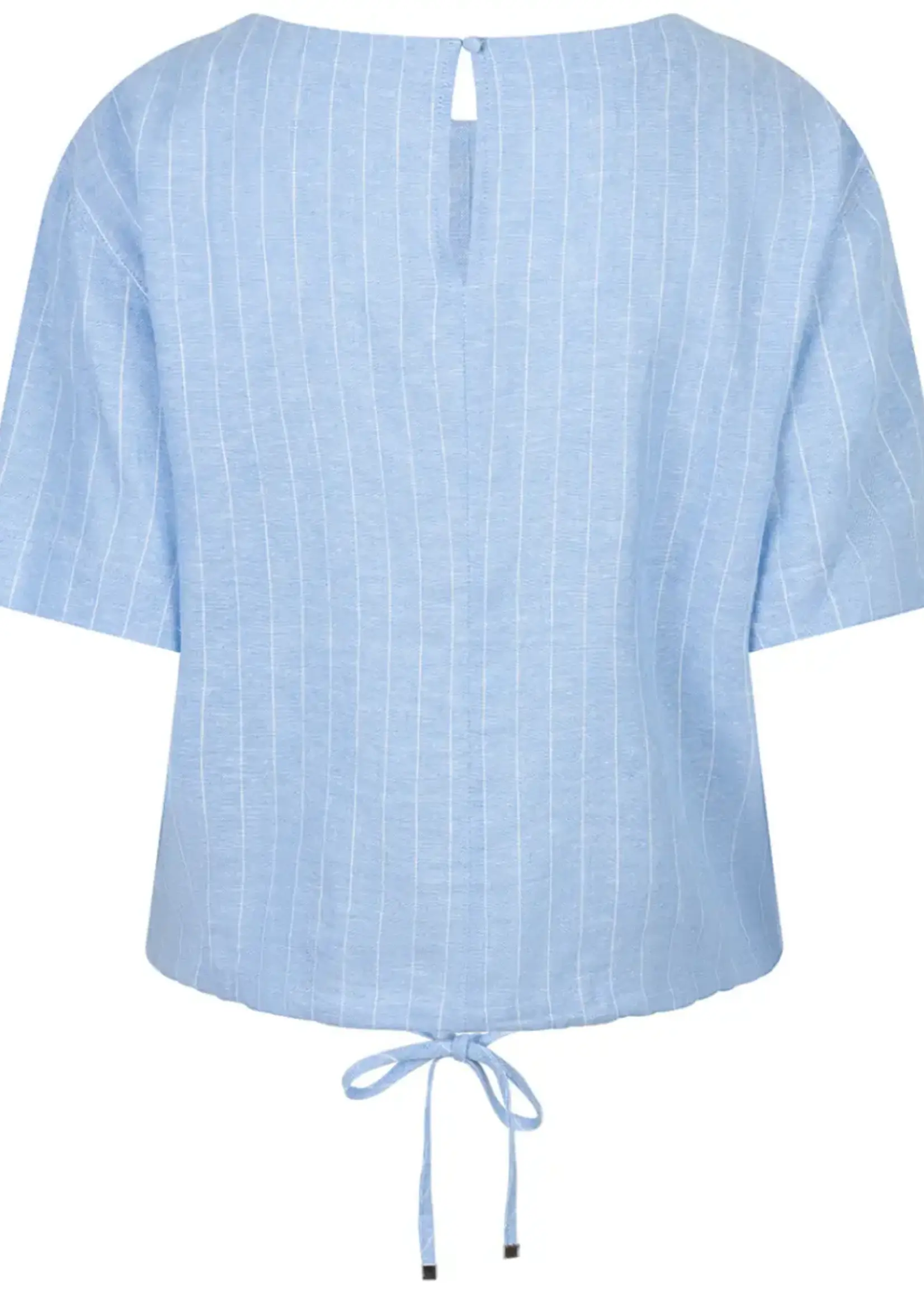 Red Button Blouse Skyler Linen Viscose Pinstripe - Lightblue