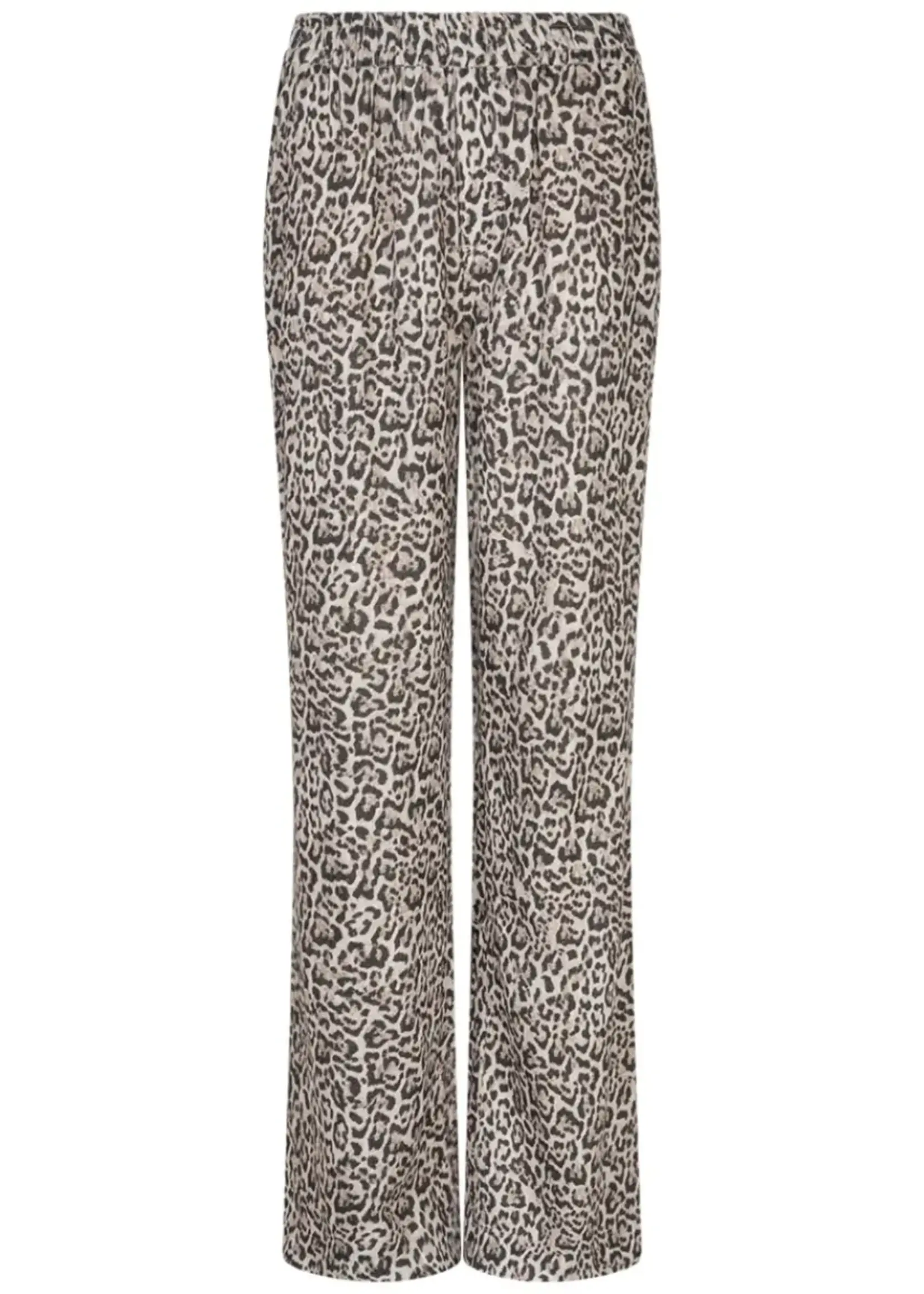 Red Button Broek Colette Linen Leopard - Pebble