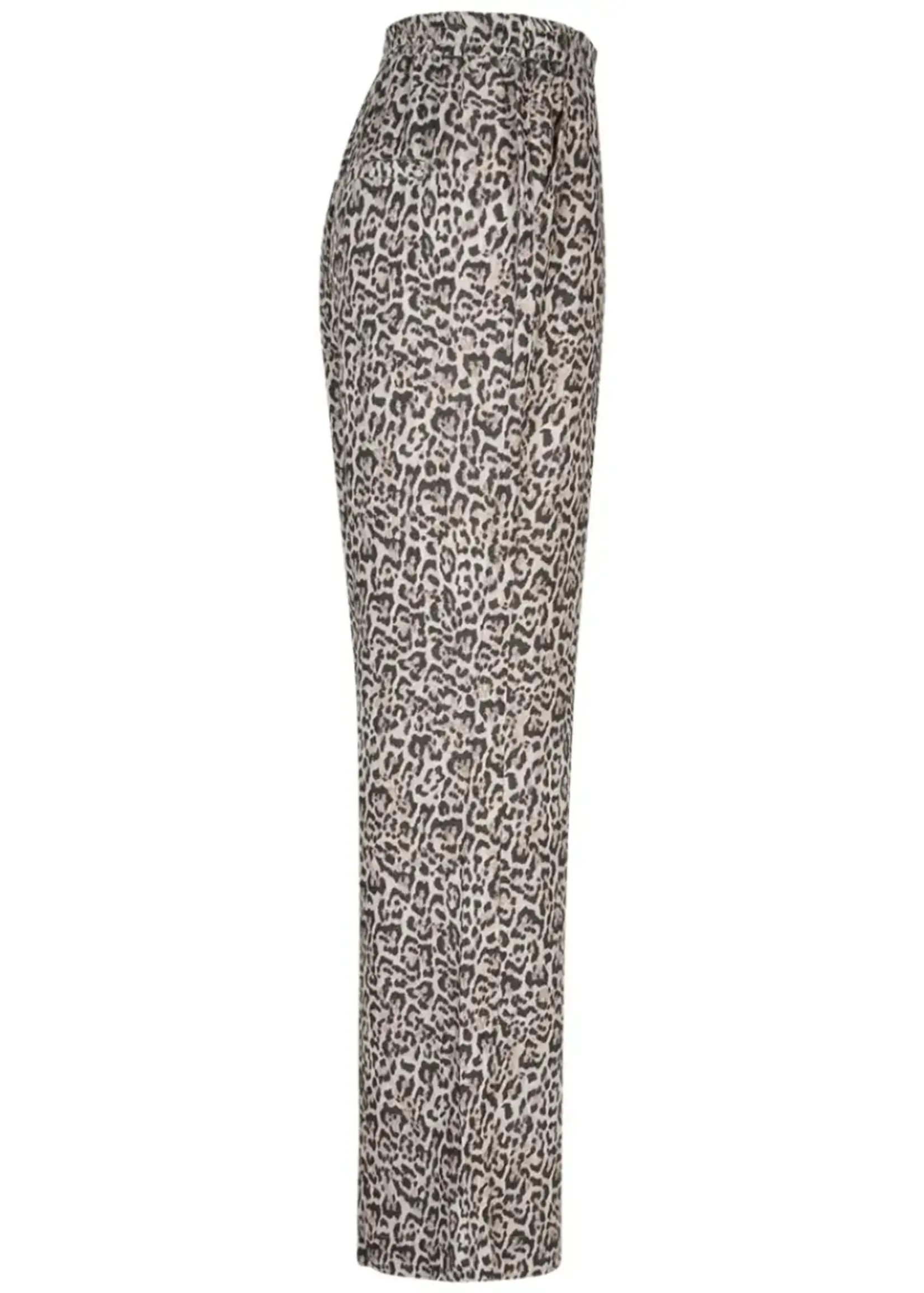 Red Button Broek Colette Linen Leopard - Pebble