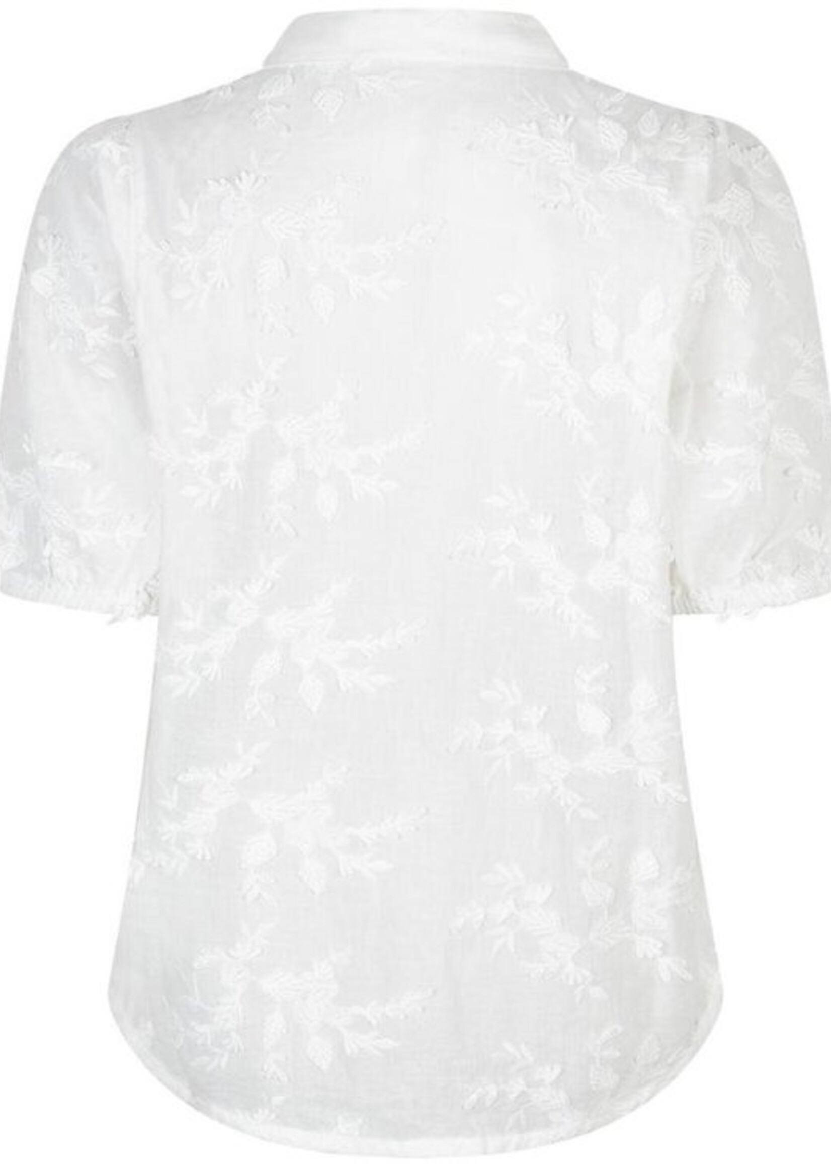 Red Button Blouse Victoria 3D Flower - White