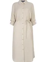 Red Button Shirtdress Linen/Viscose Melange - Pebble