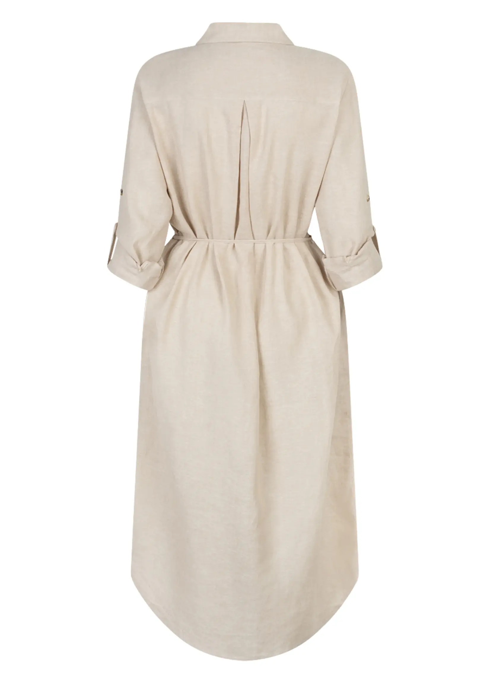 Red Button Shirtdress Linen/Viscose Melange - Pebble