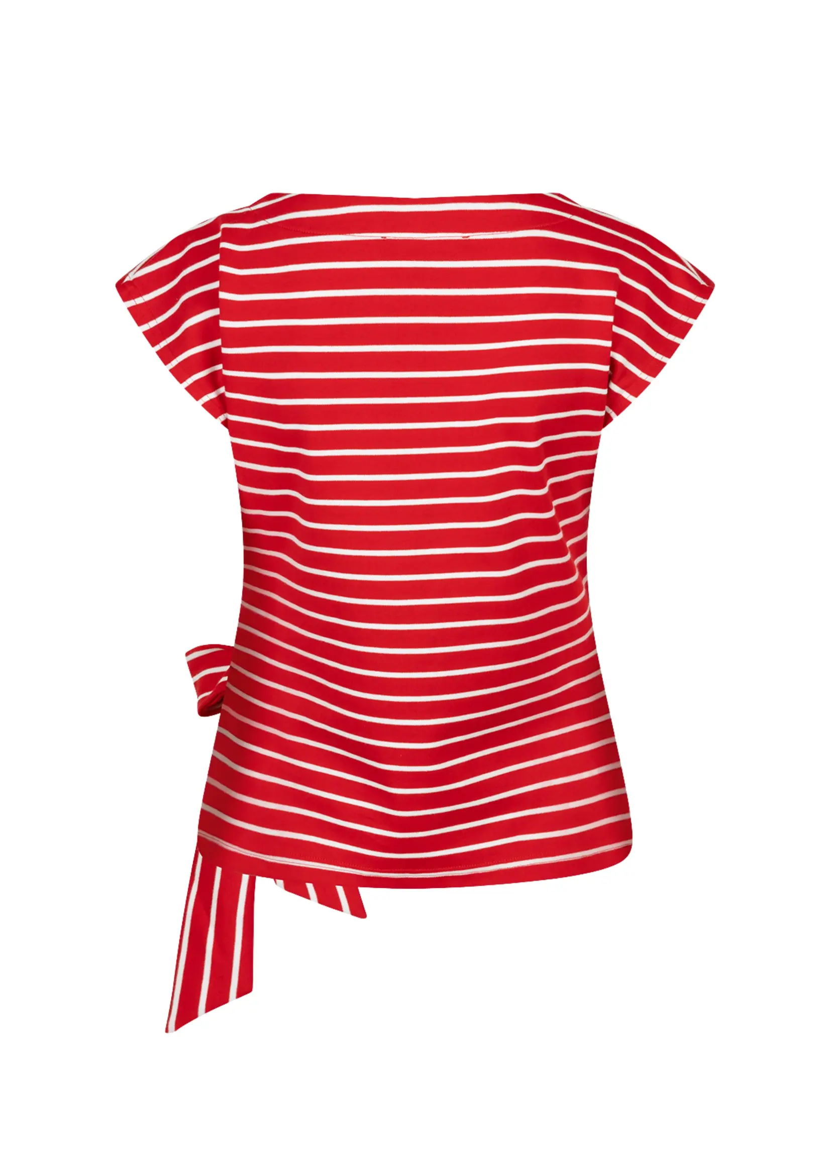Red Button T-shirt Terry Stripe Knot - Red