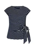 Red Button T-shirt Terry Stripe Knot - Darkblue