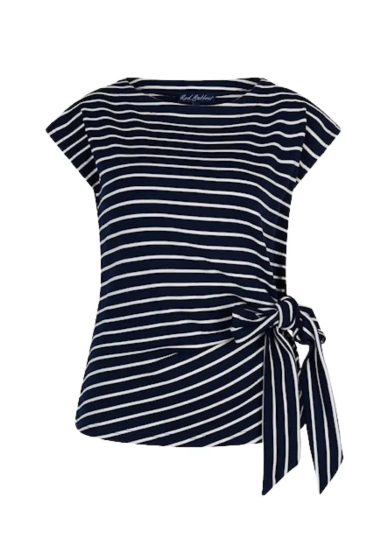 Red Button T-shirt Terry Stripe Knot - Darkblue