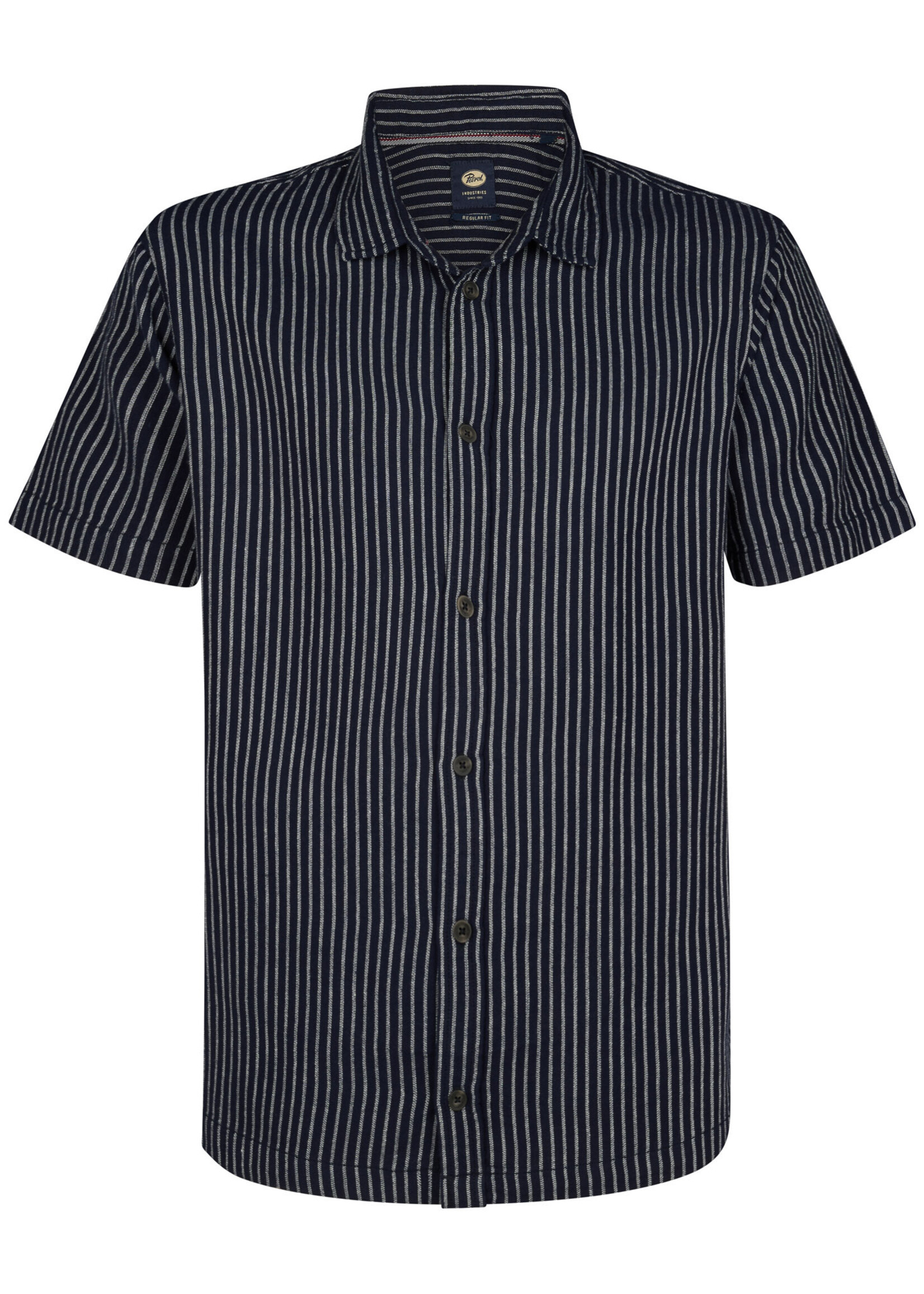 Petrol Industries Overhemd Korte Mouw Stripe - Navy Blue