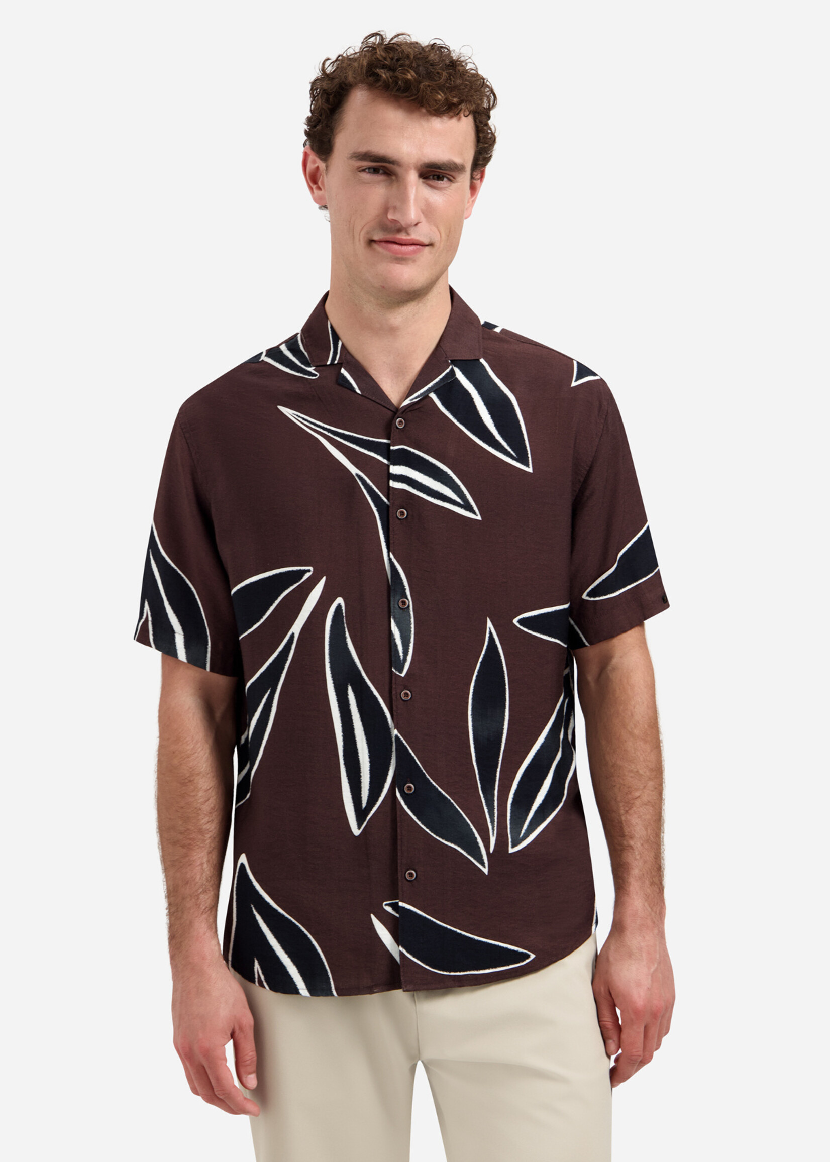 No Excess Overhemd Korte Mouw Print - Dark Brown