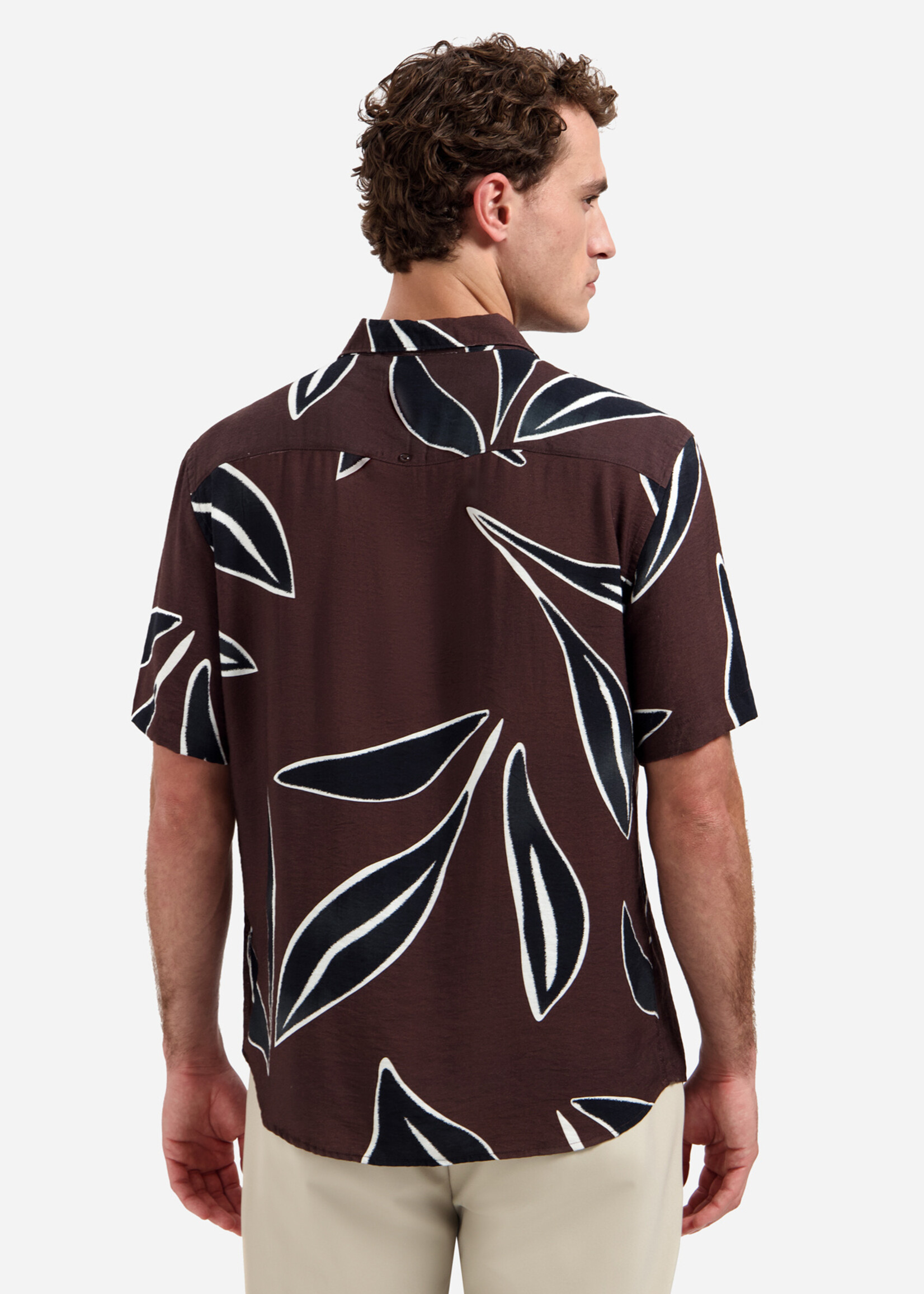 No Excess Overhemd Korte Mouw Print - Dark Brown