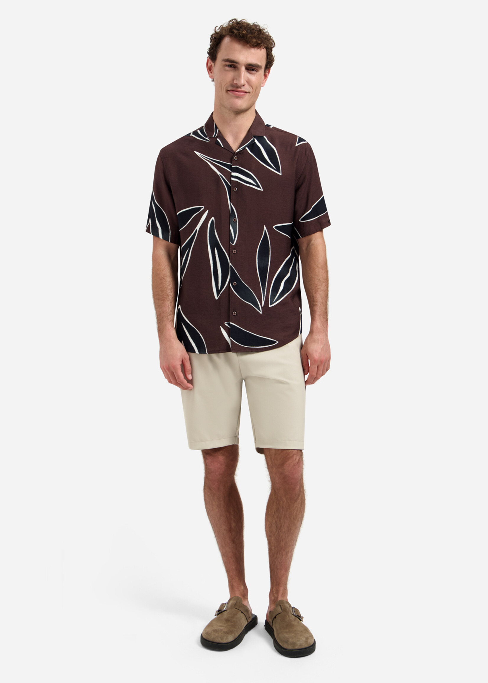 No Excess Overhemd Korte Mouw Print - Dark Brown