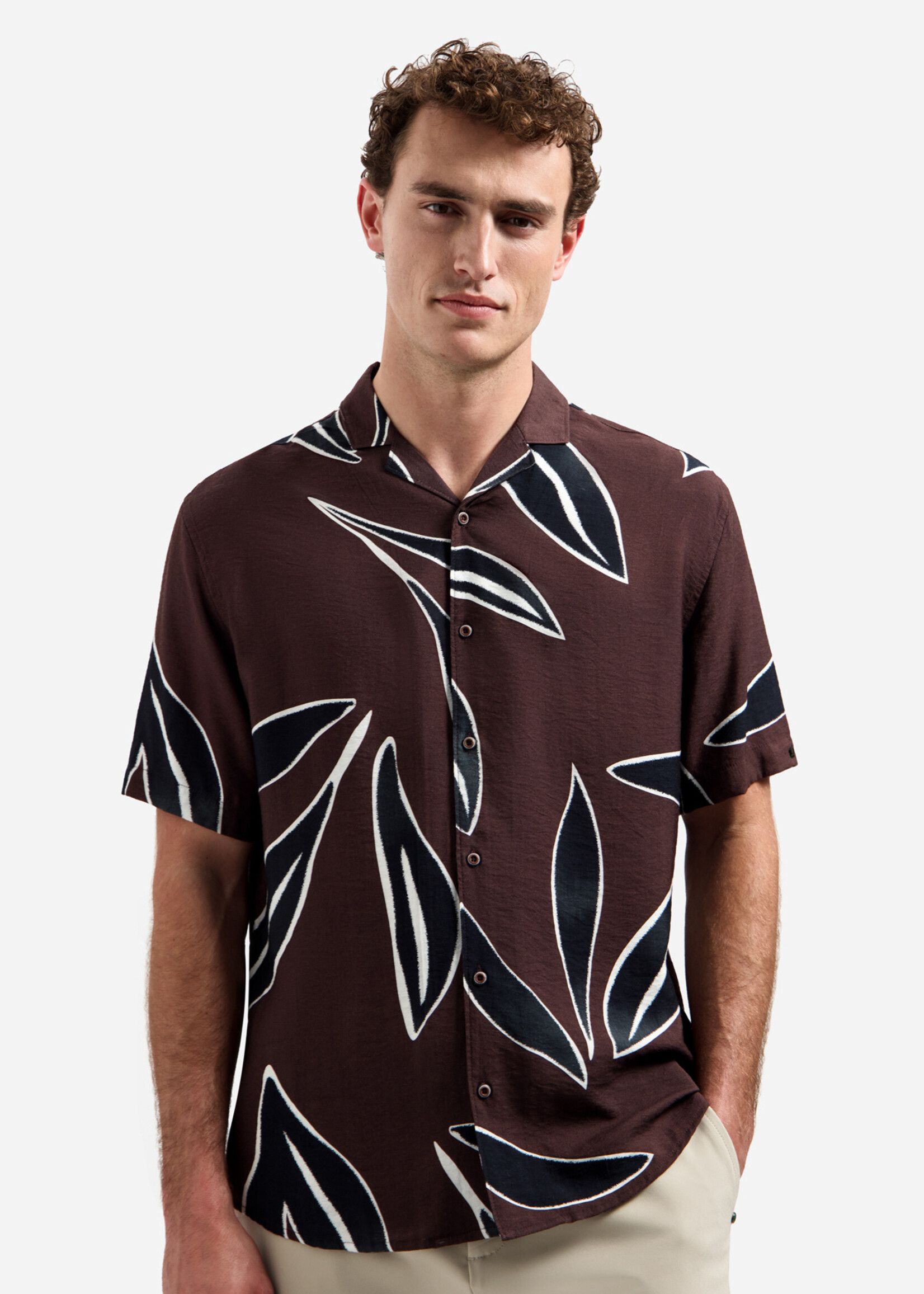 No Excess Overhemd Korte Mouw Print - Dark Brown