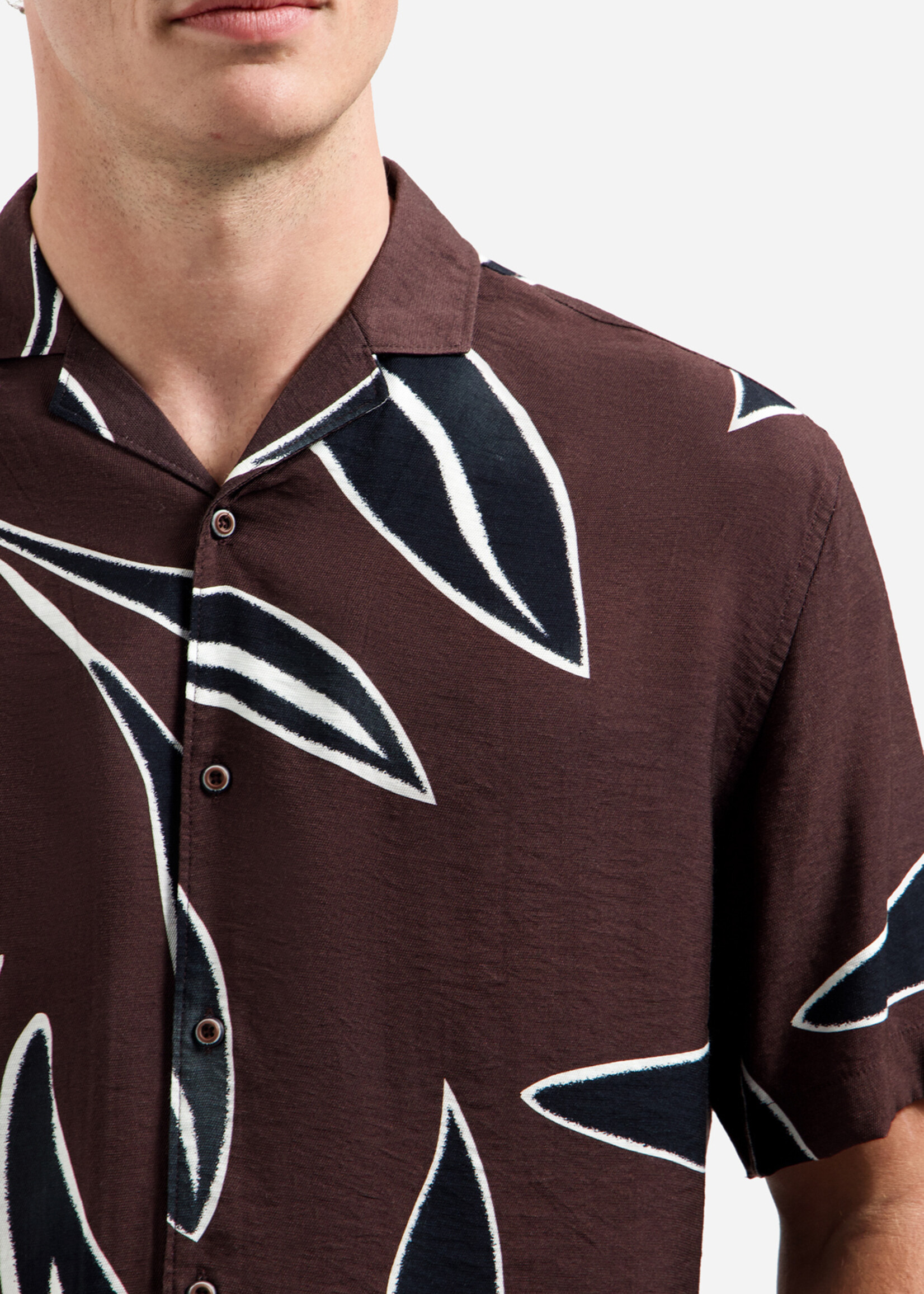 No Excess Overhemd Korte Mouw Print - Dark Brown