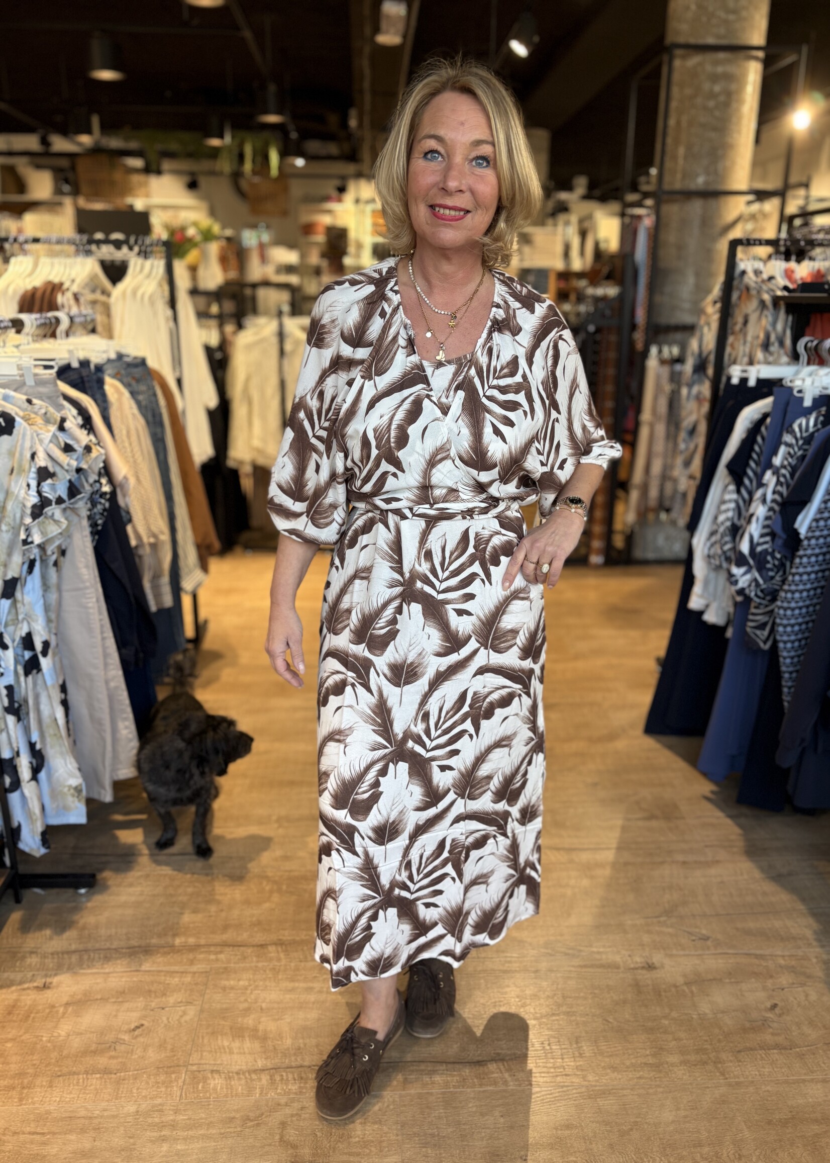 Sophia Perla Jurk Lang Volana Print - Bruin