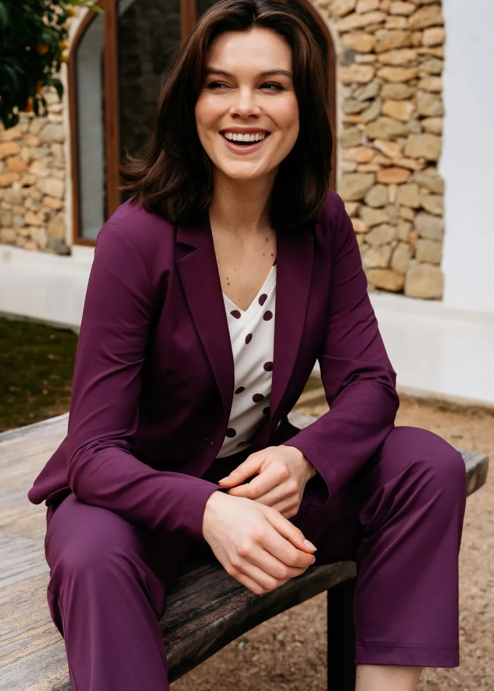 &Co Woman Broek Parella Travel 7/8 - Plum