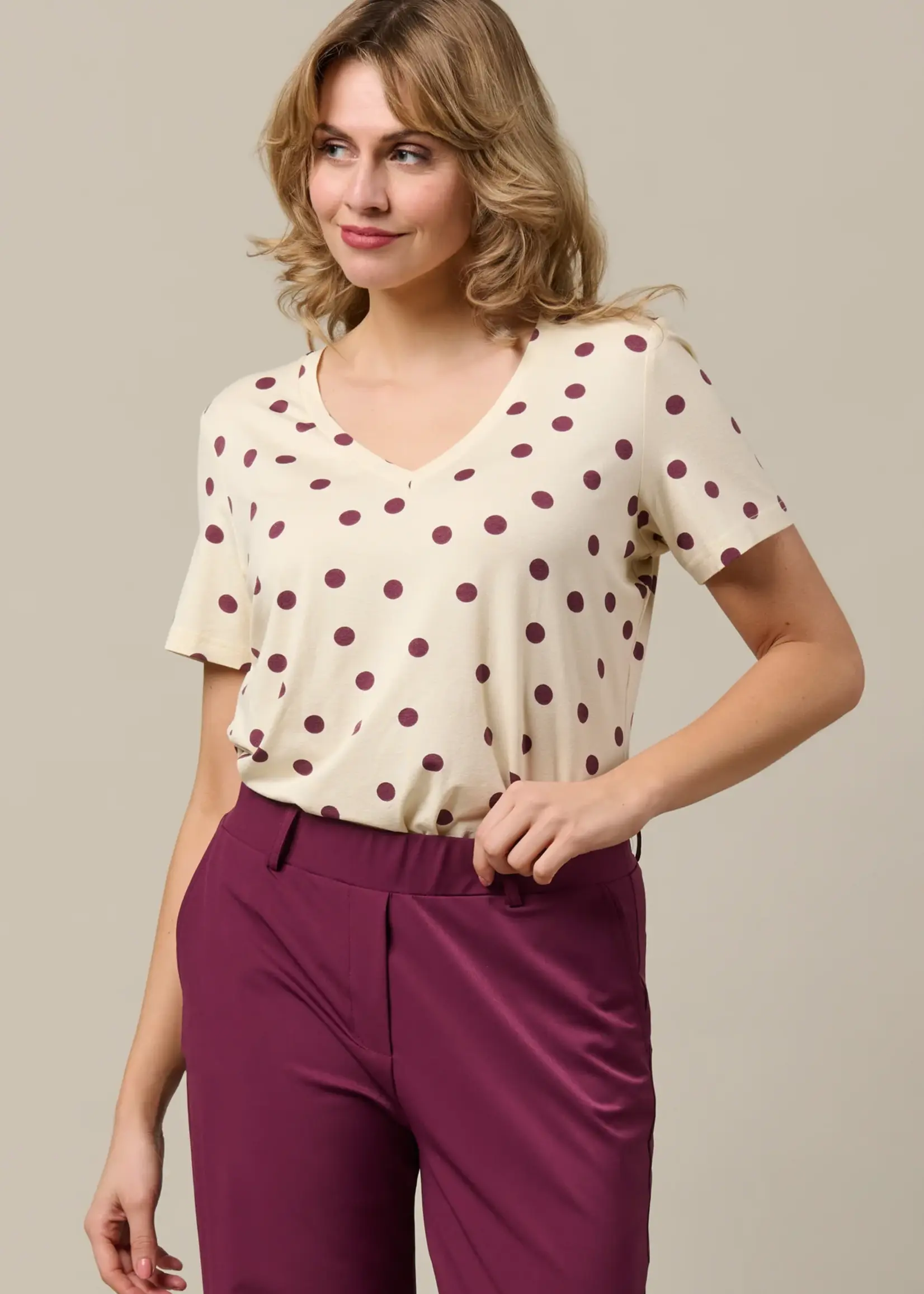 &Co Woman T-shirt Marley Dot - Vanilla Plum