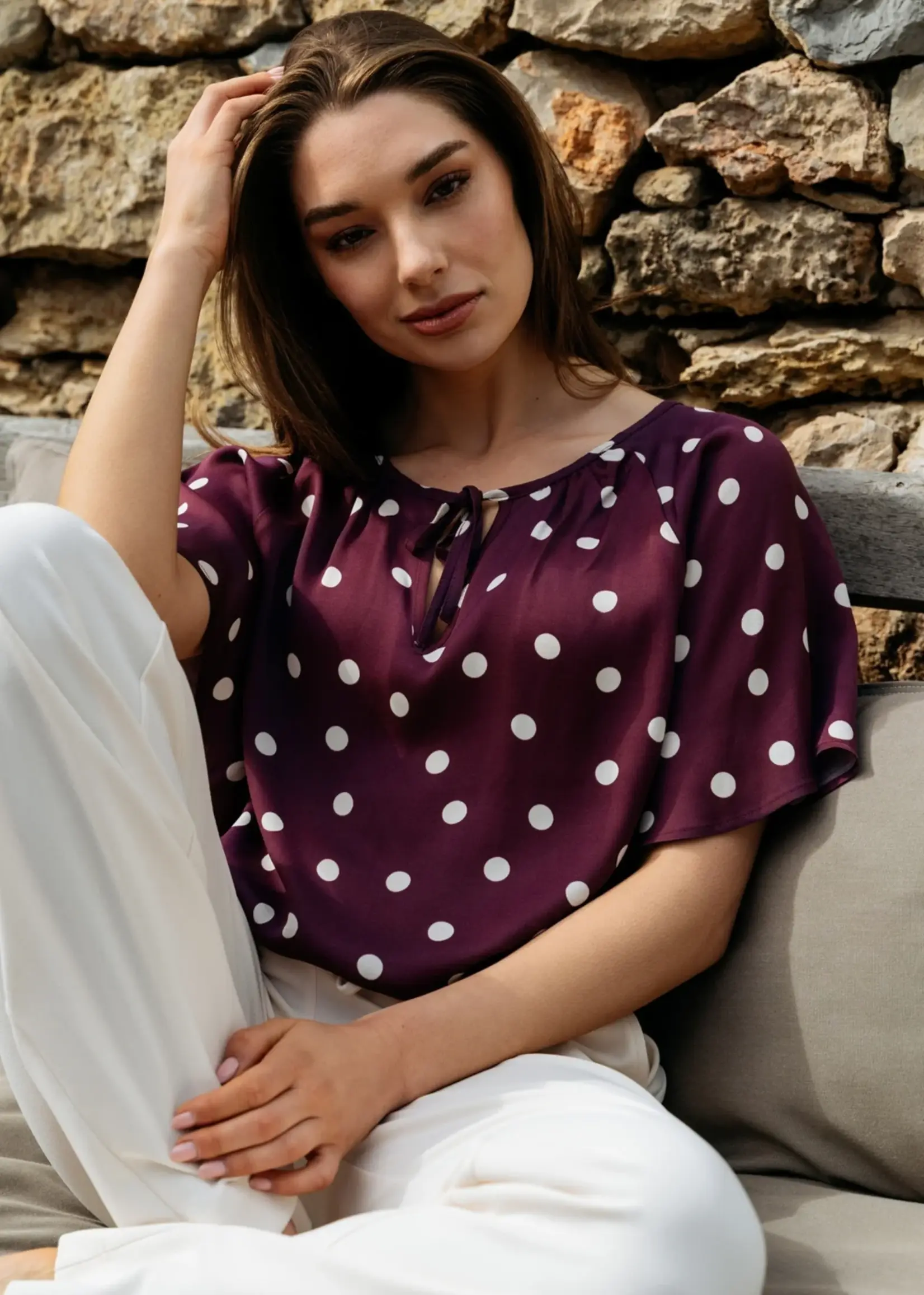 &Co Woman Blouse Axelle Dot - Plum Vanilla