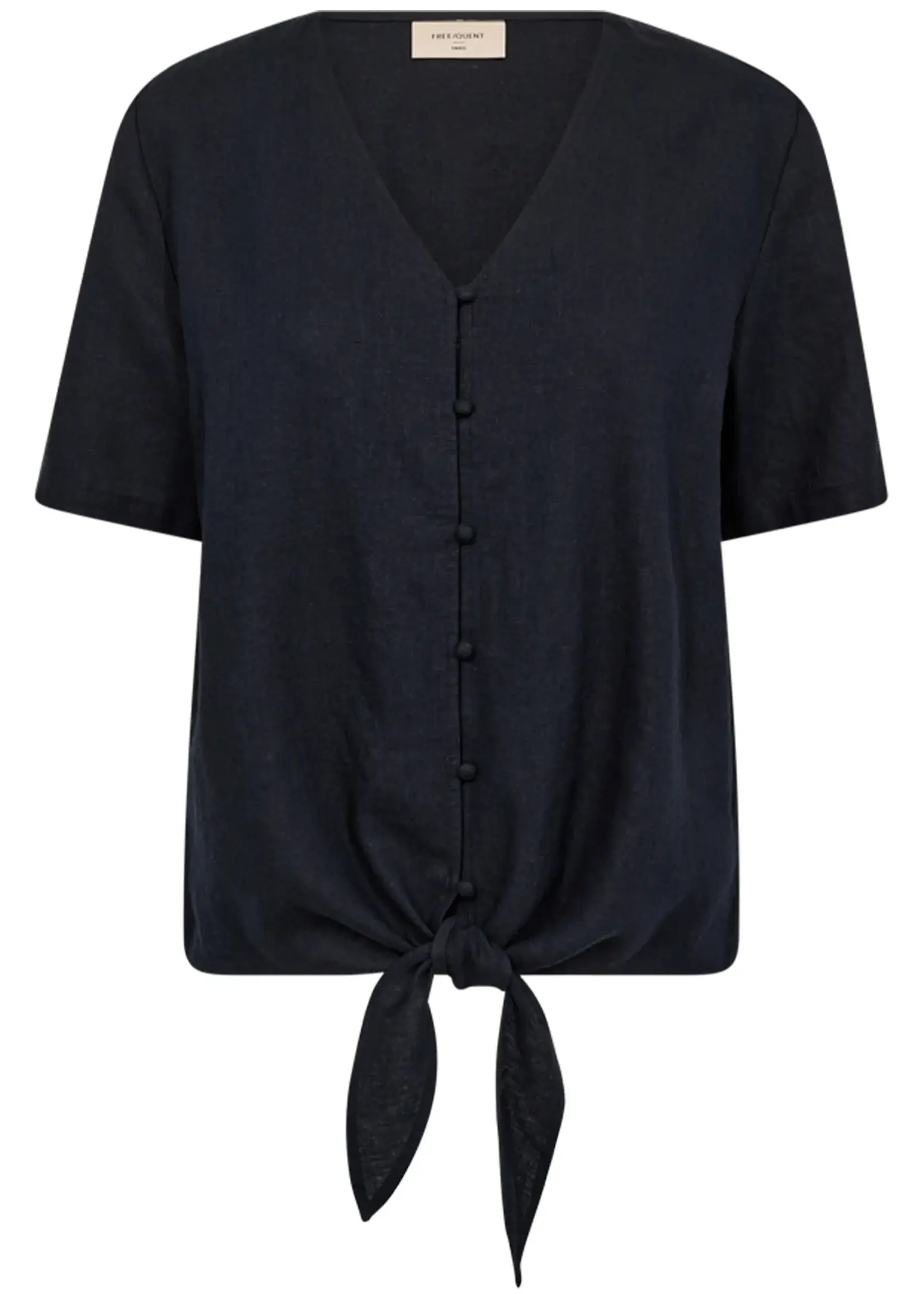 Freequent Blouse Linnen Lava With Tie - Navy