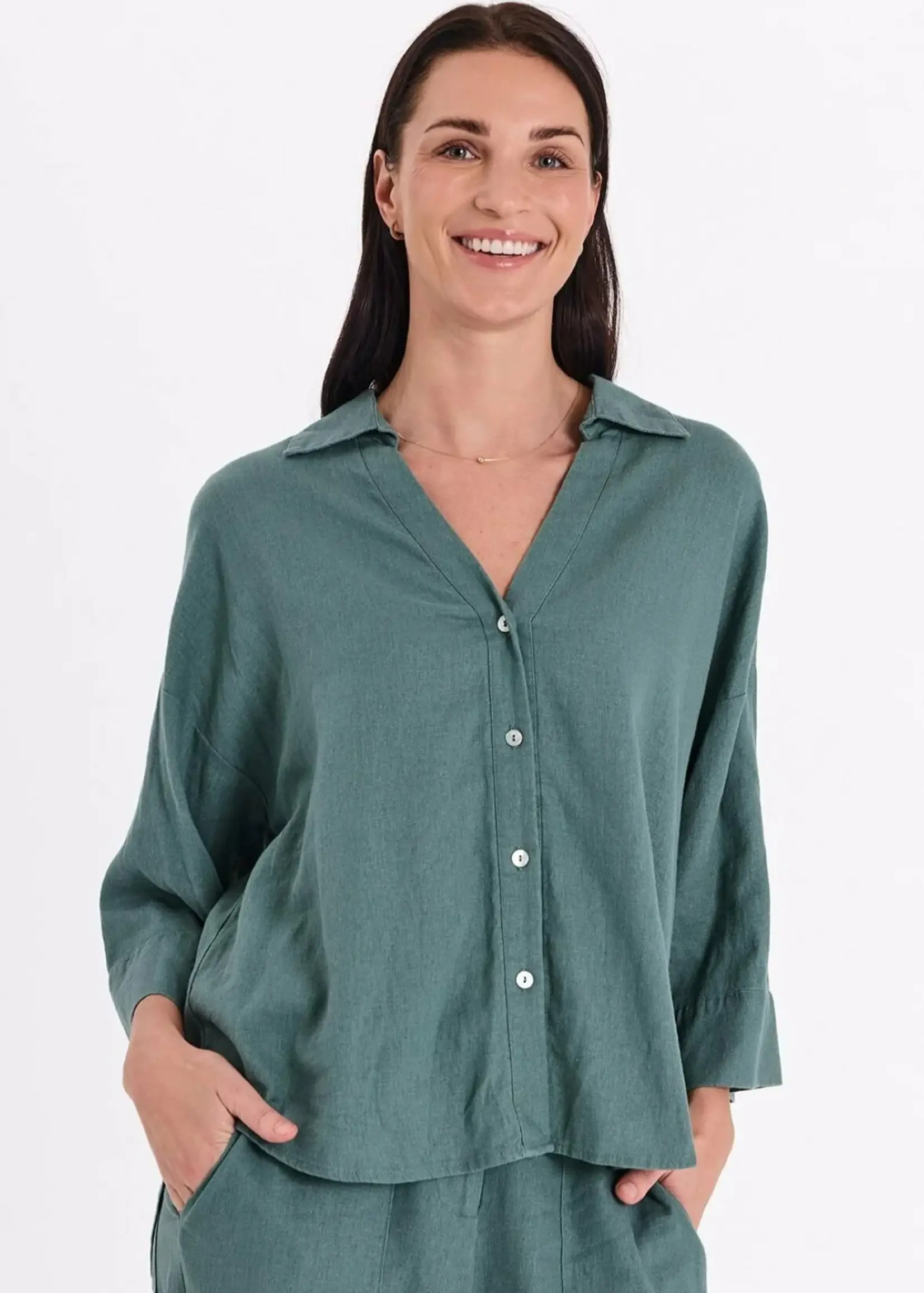 Freequent Blouse Linnen Lava 3 - Forest Green