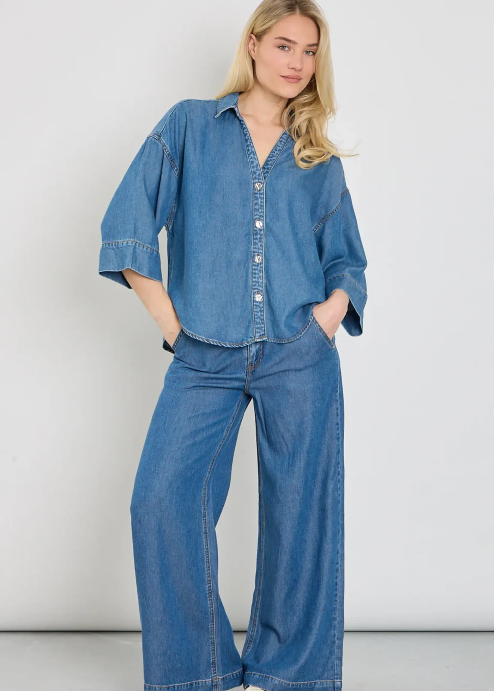 Freequent Pant Milo Regular Fit Wide Leg - Medium Deniim