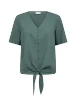 Freequent Blouse Linnen Lava With Tie - Forest Green
