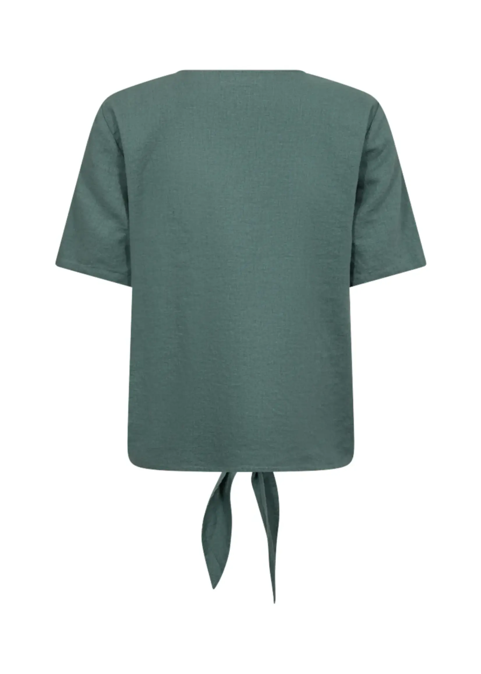 Freequent Blouse Linnen Lava With Tie - Forest Green