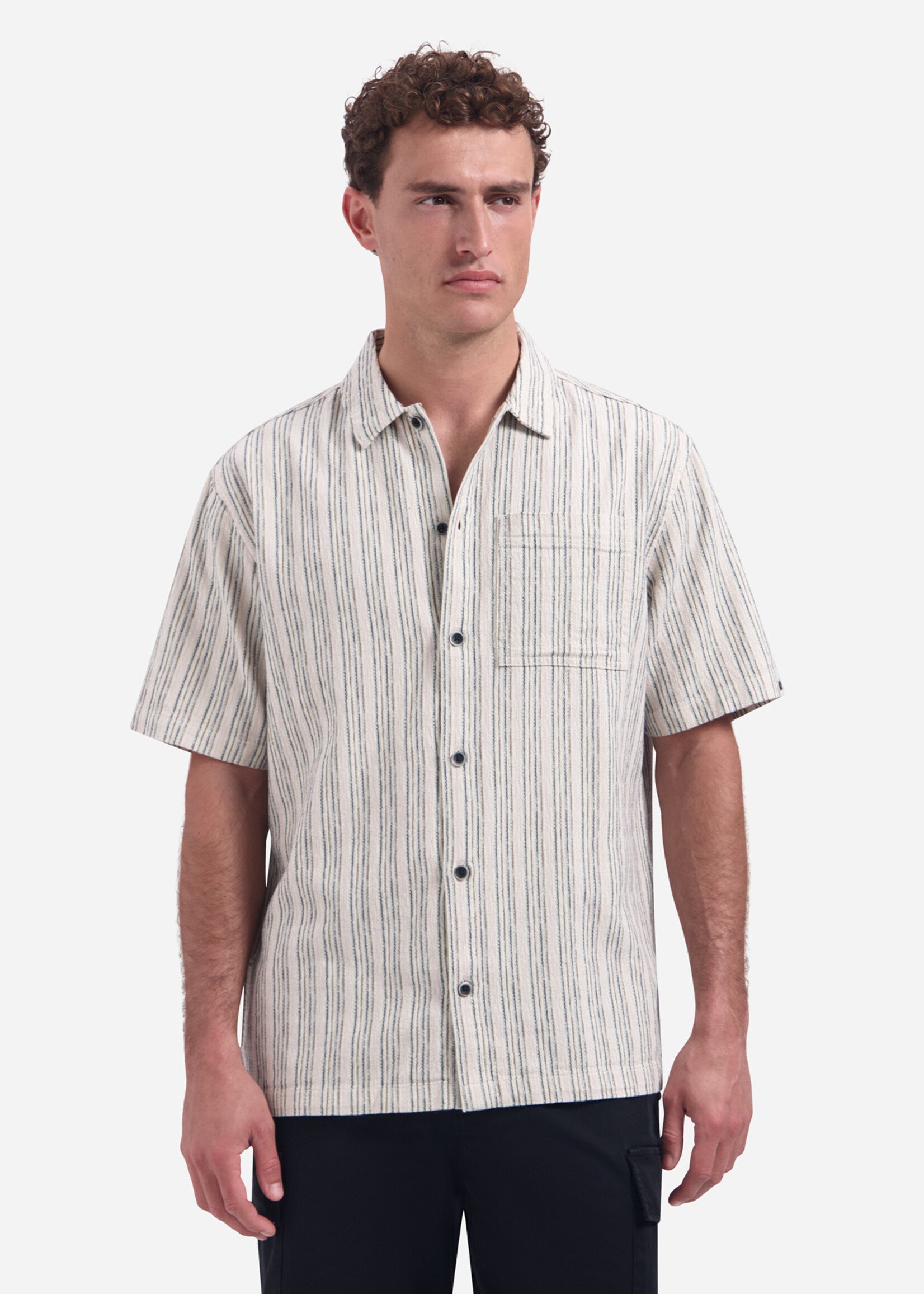 No Excess Overhemd Korte Mouw - Fancy Striped Brown