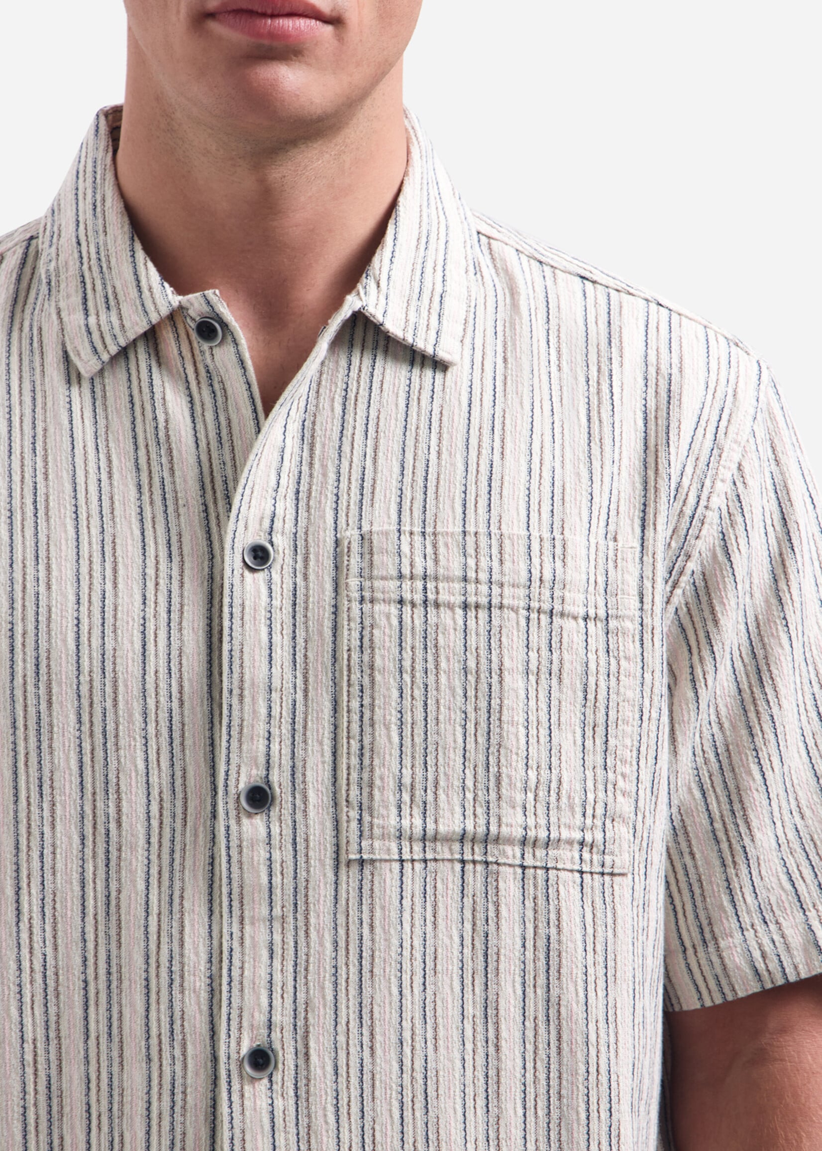 No Excess Overhemd Korte Mouw - Fancy Striped Brown