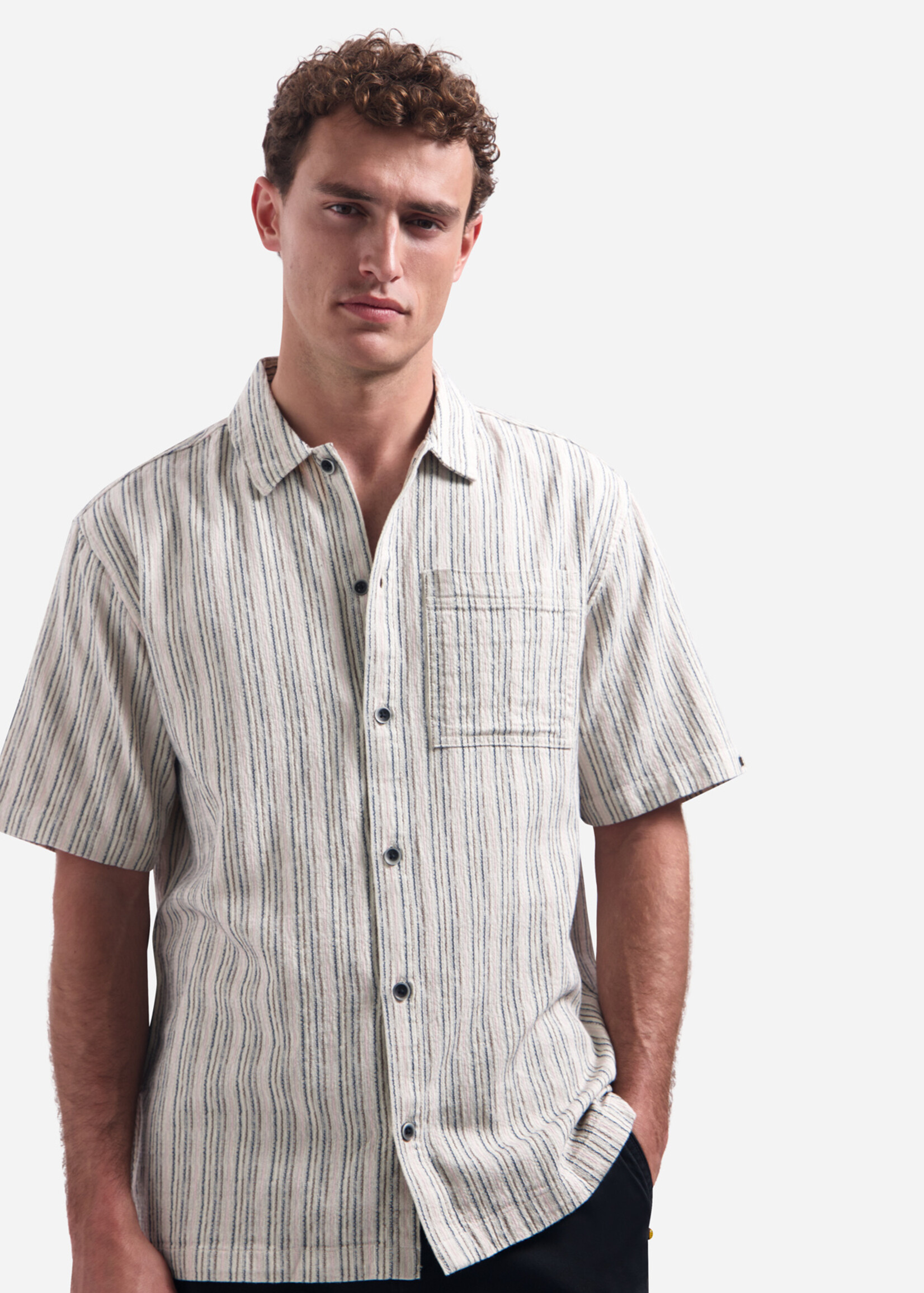 No Excess Overhemd Korte Mouw - Fancy Striped Brown