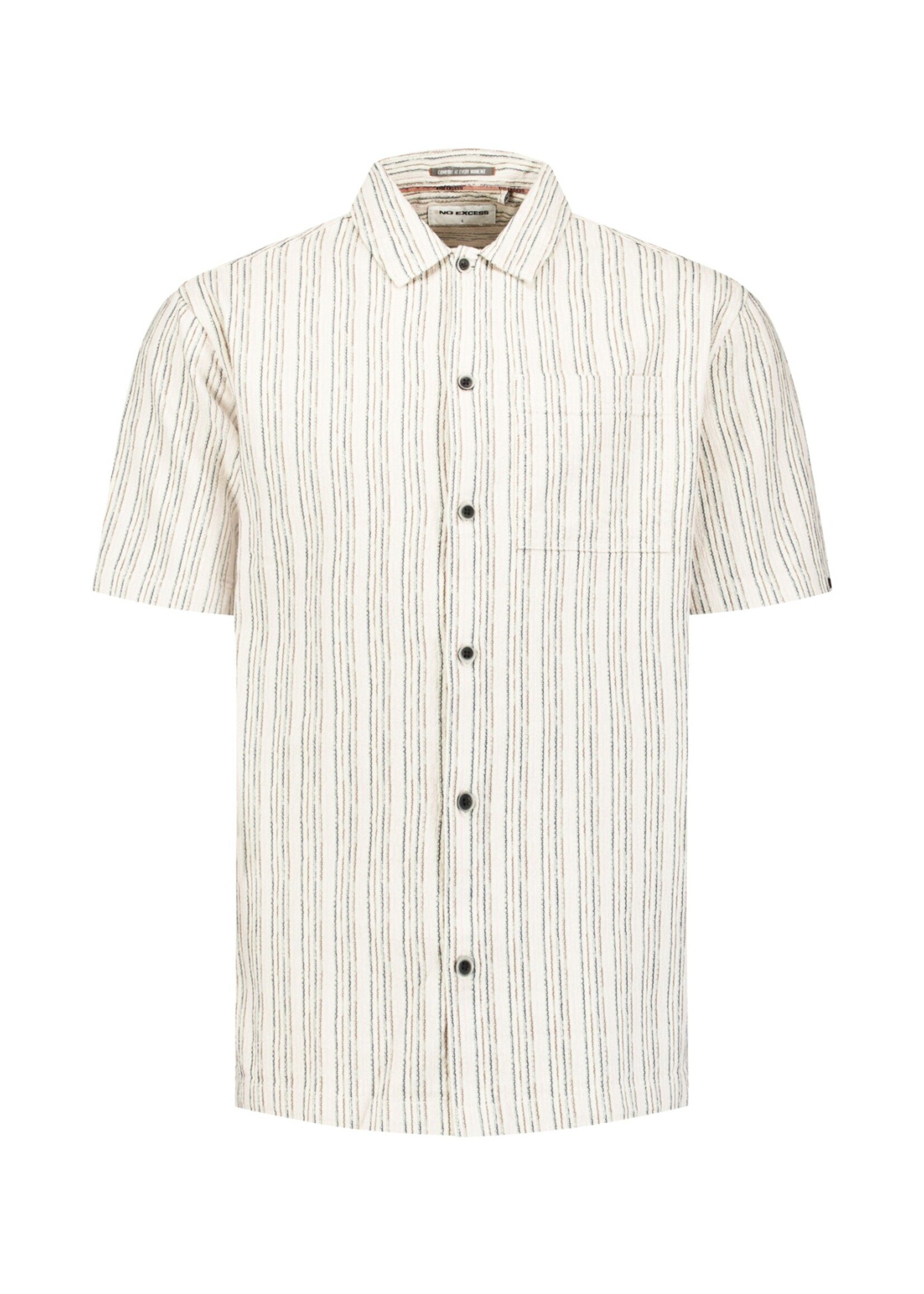 No Excess Overhemd Korte Mouw - Fancy Striped Brown