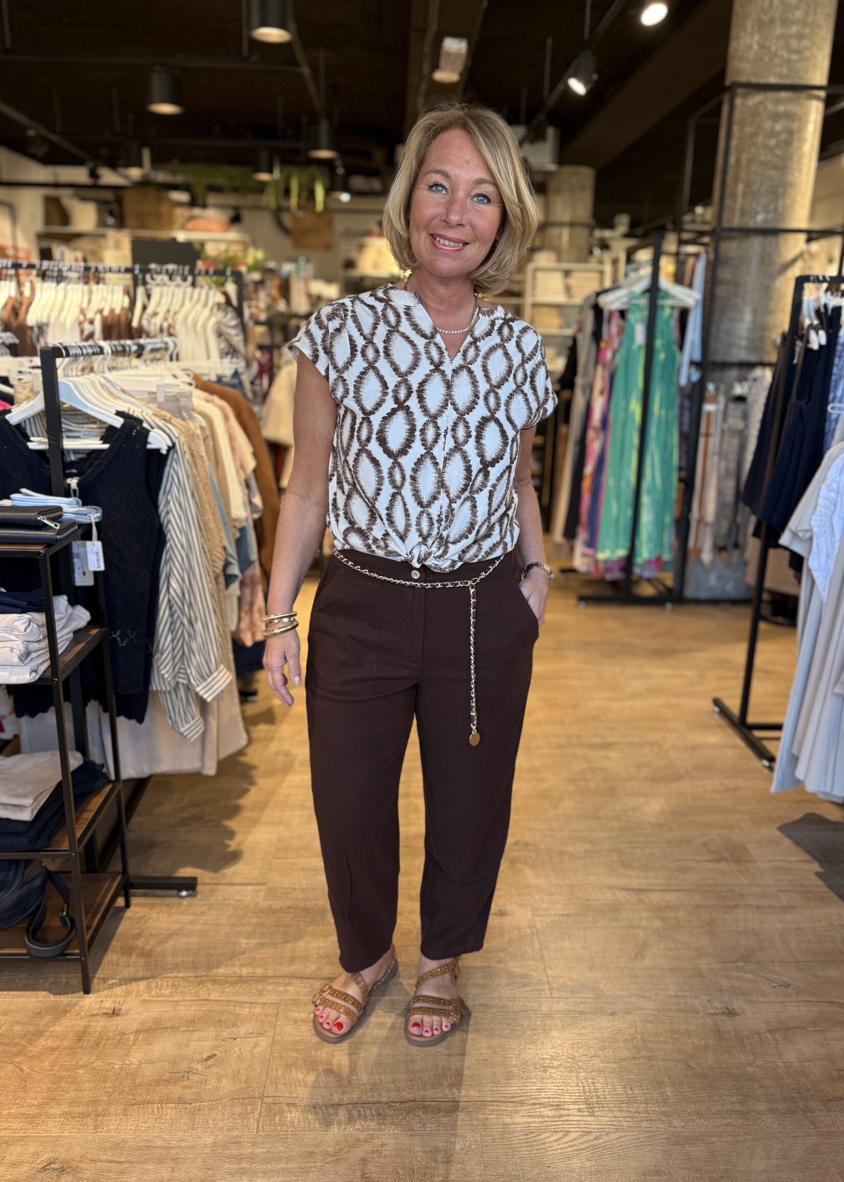 Freequent Blouse Lavisco - White Coffee
