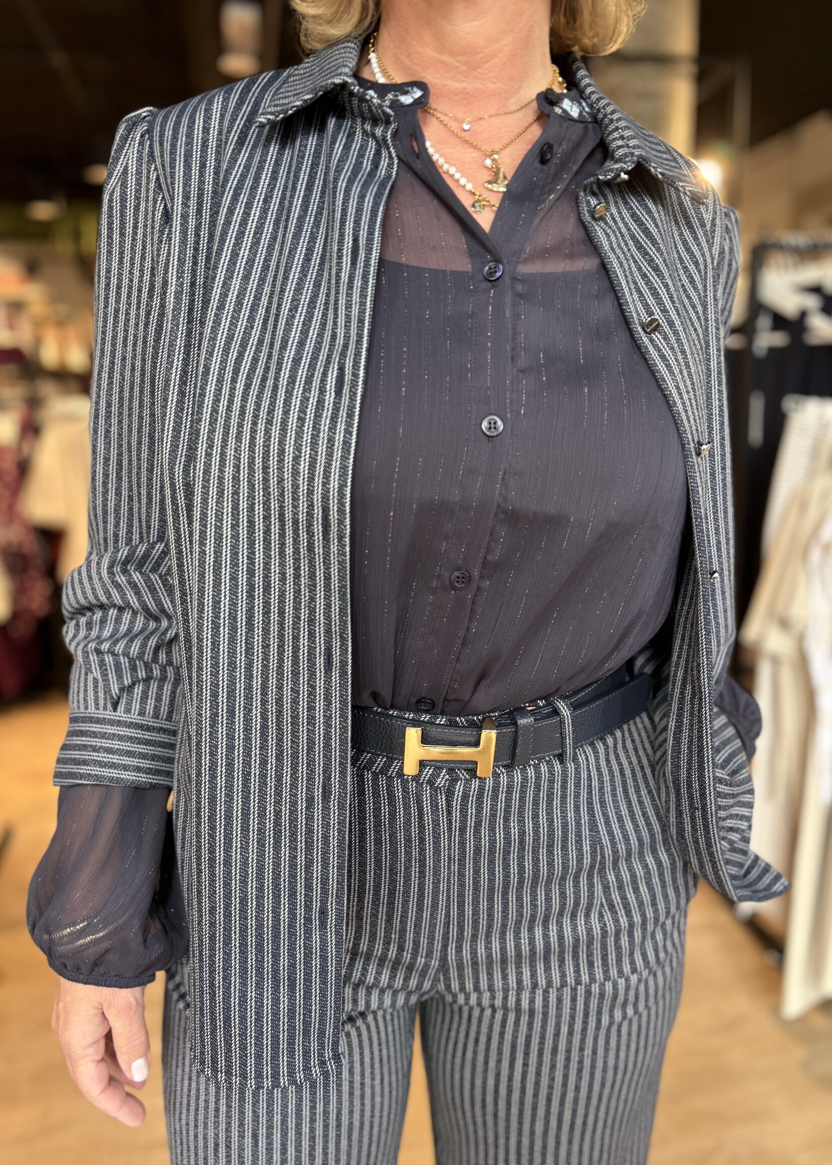 Elvira Blouse Fiore - Striped Navy