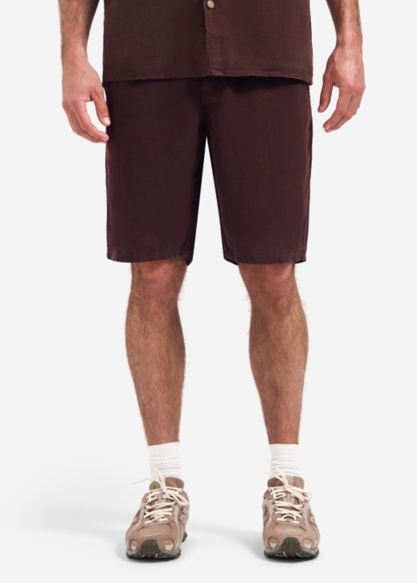 No Excess Korte Broek Linnen Mix - Dark Brown