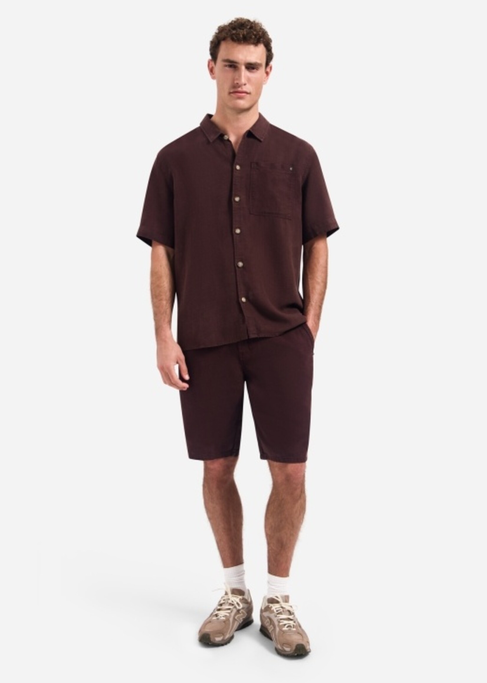 No Excess Korte Broek Linnen Mix - Dark Brown