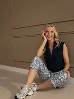 Sophia Perla Capri Broek Porto Print - Marine