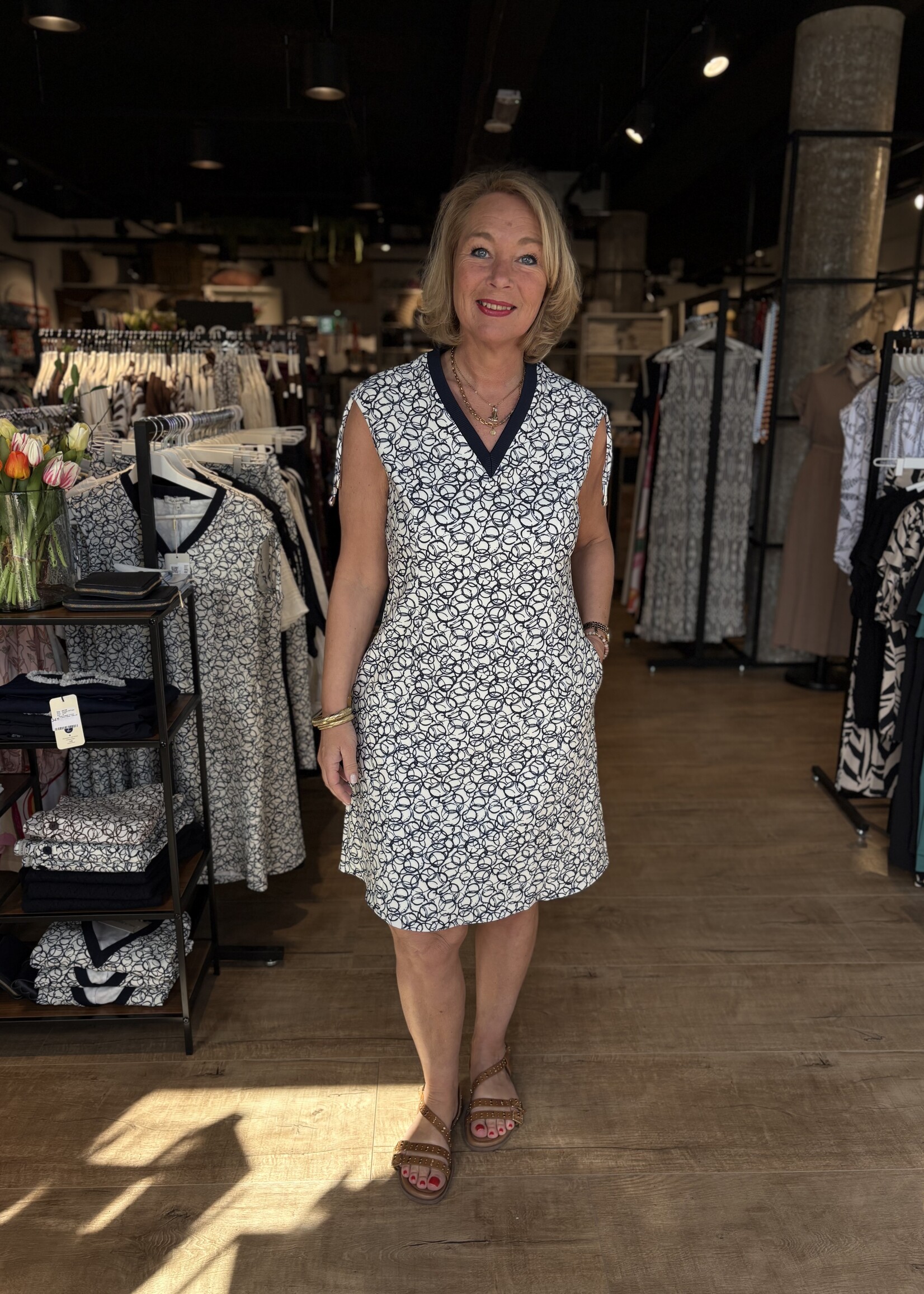 Sophia Perla Jurk Pinto - Print Marine