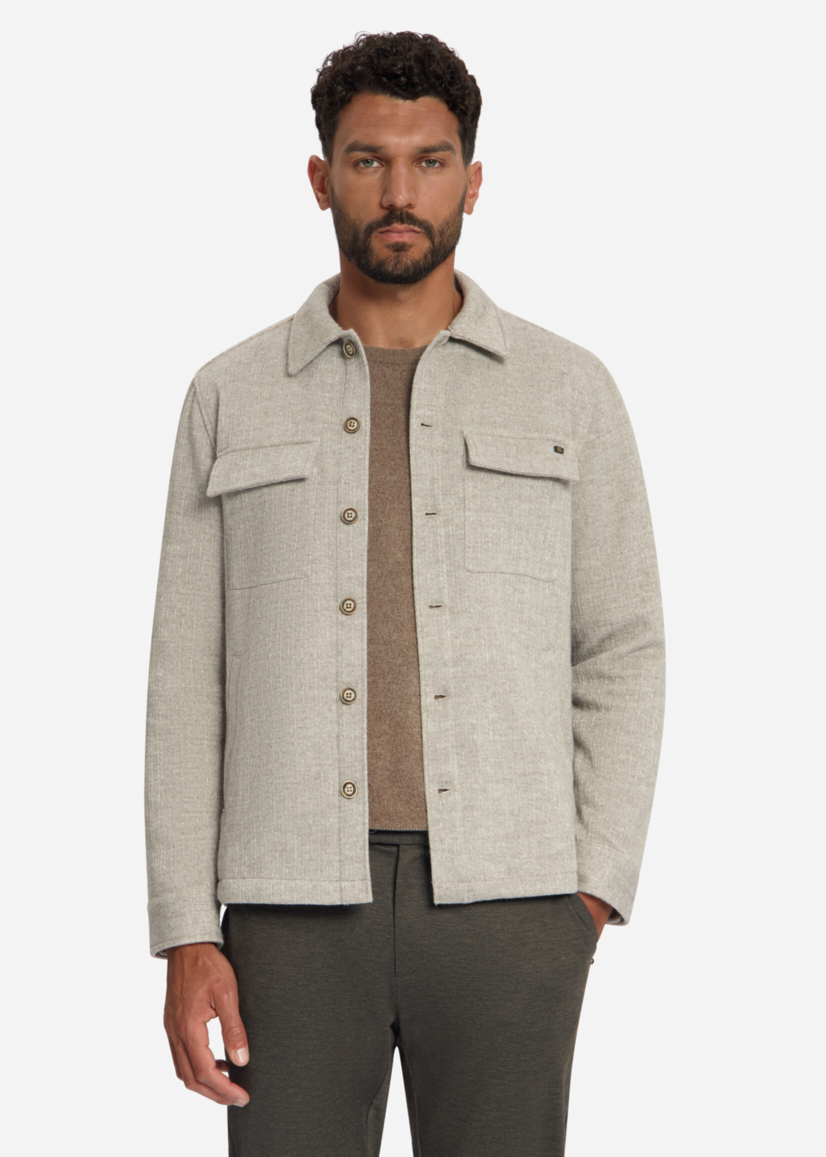No Excess Overshirt Jacquard Stripe - Cement
