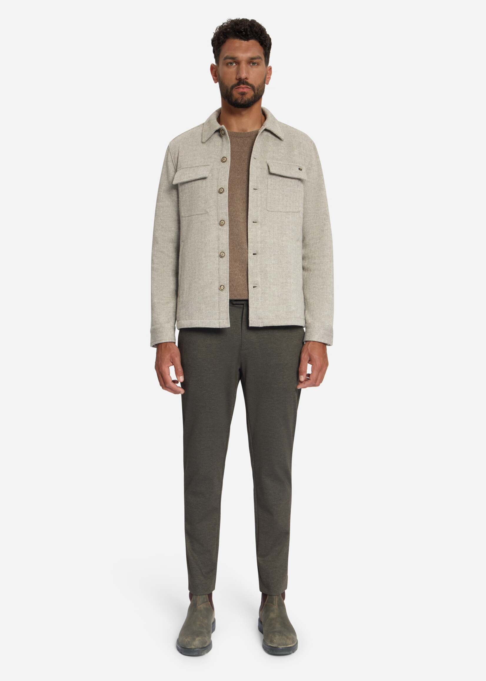 No Excess Overshirt Jacquard Stripe - Cement