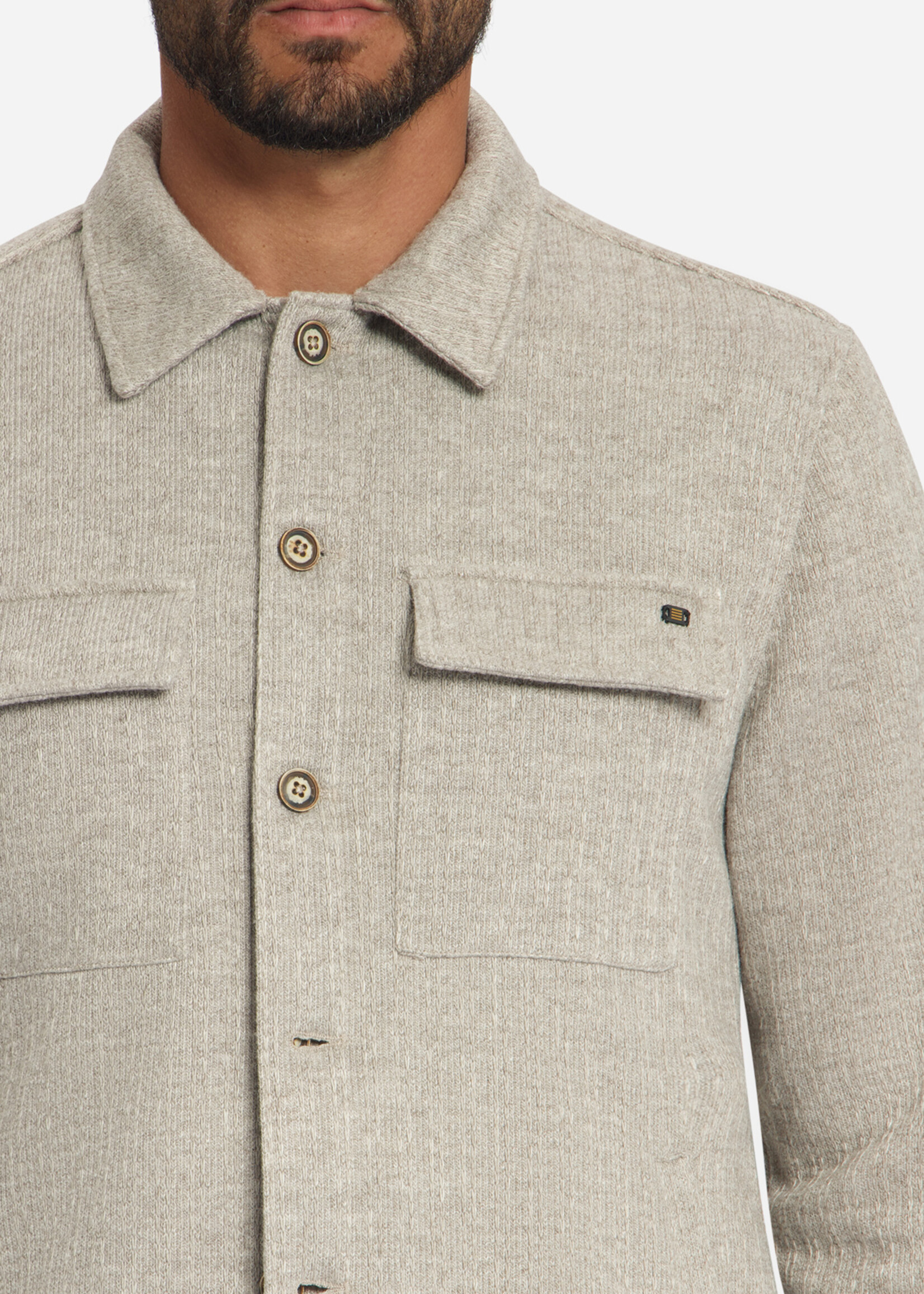No Excess Overshirt Jacquard Stripe - Cement