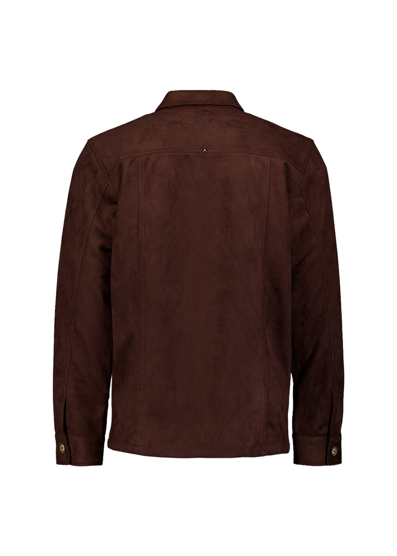 No Excess Overshirt Full Button Suede - Dark Brown