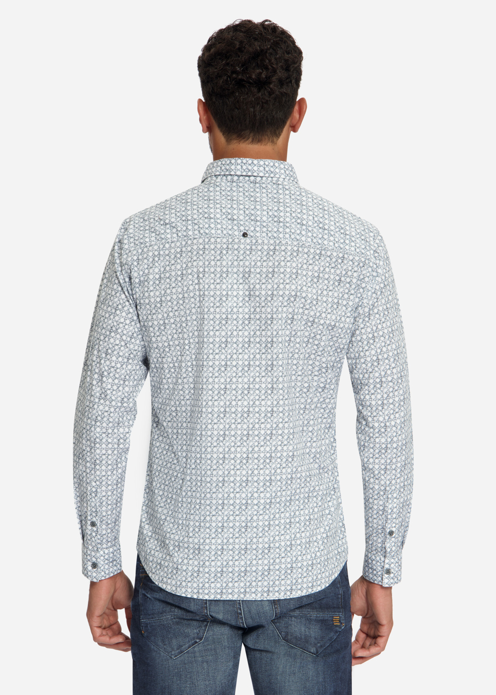 No Excess Overhemd Stretch Printed - Dusty Blue