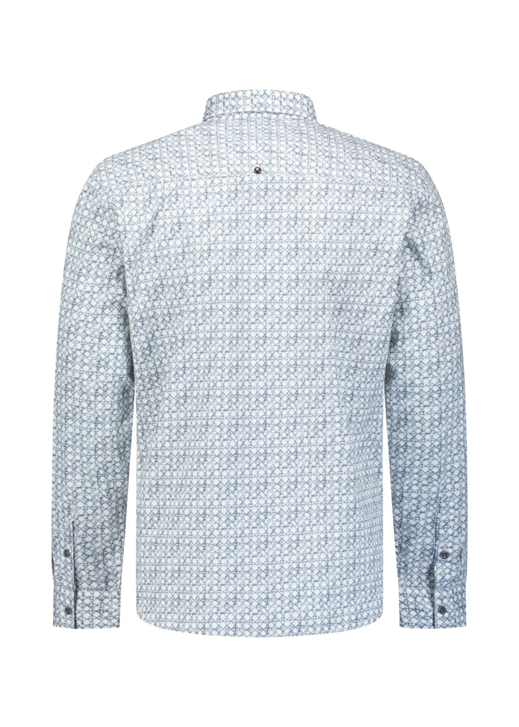No Excess Overhemd Stretch Printed - Dusty Blue