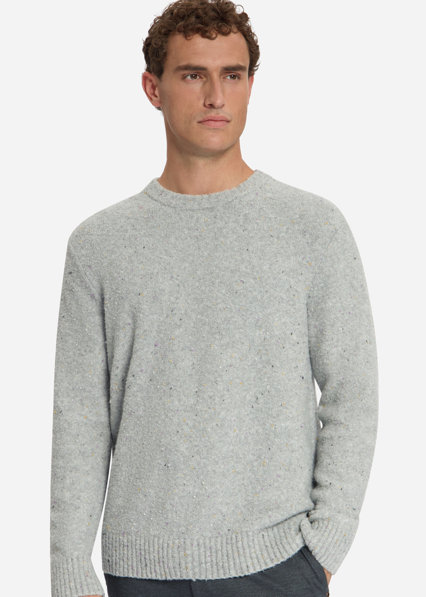 No Excess Pullover Tweed Look Wool - Grey Melange