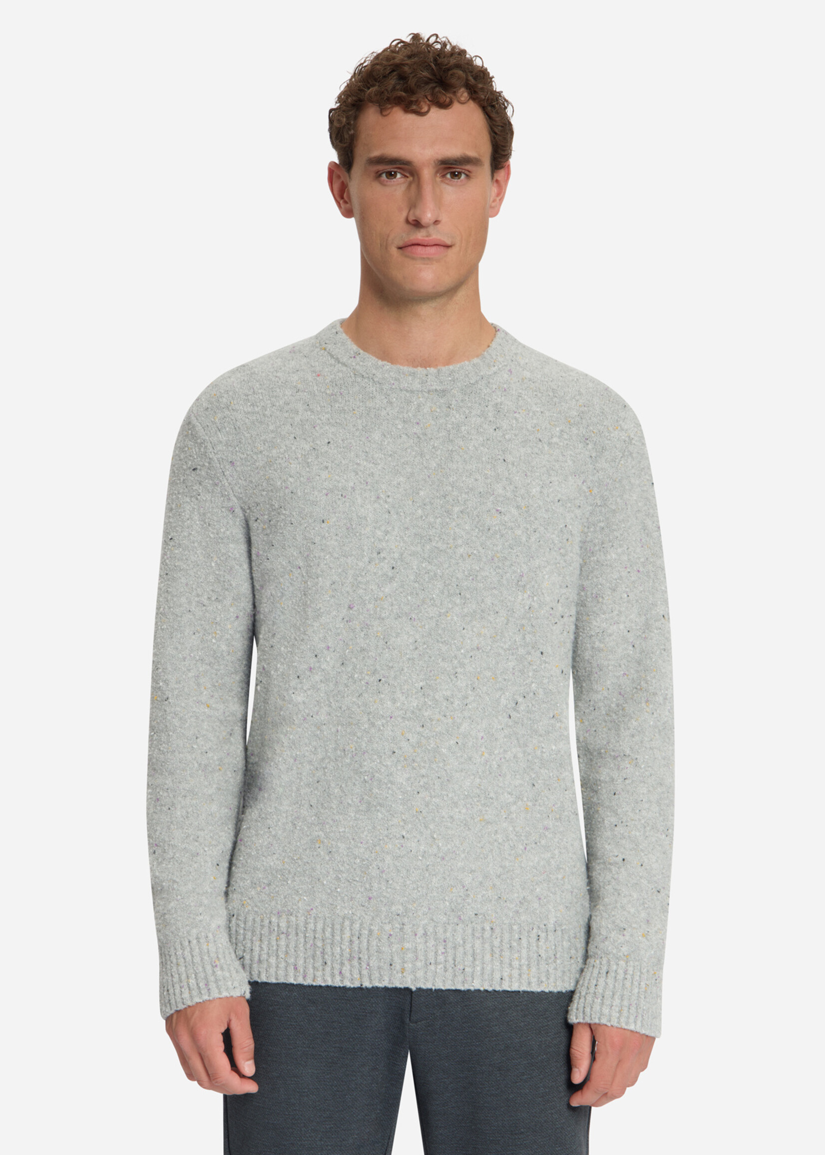 No Excess Pullover Tweed Look Wool - Grey Melange