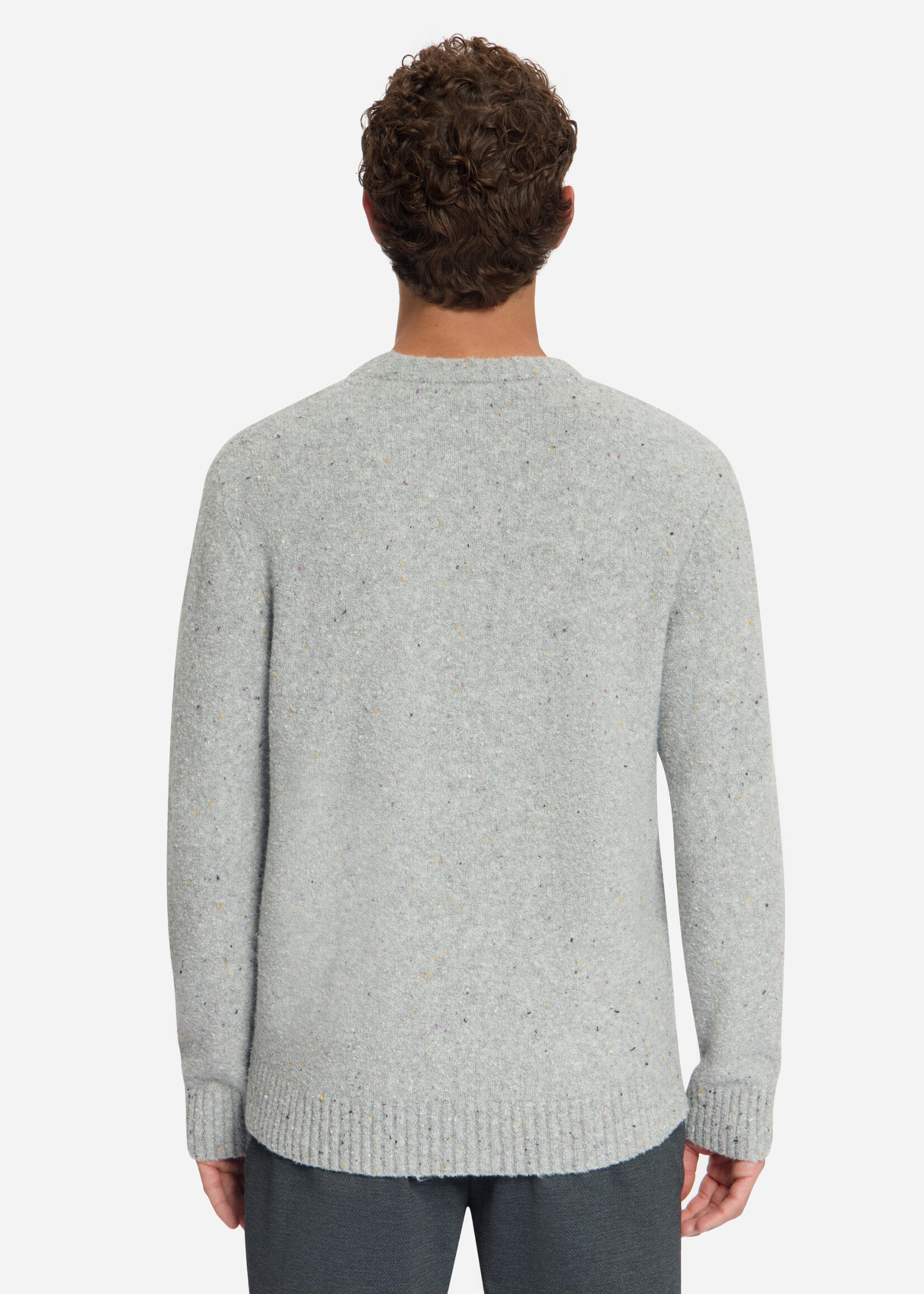 No Excess Pullover Tweed Look Wool - Grey Melange
