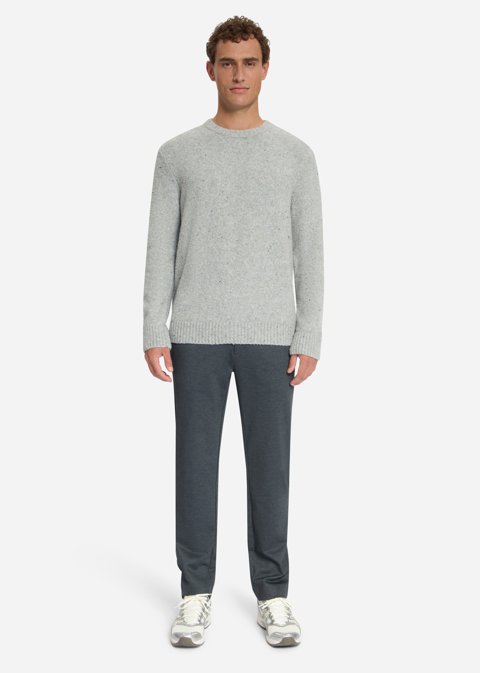No Excess Pullover Tweed Look Wool - Grey Melange