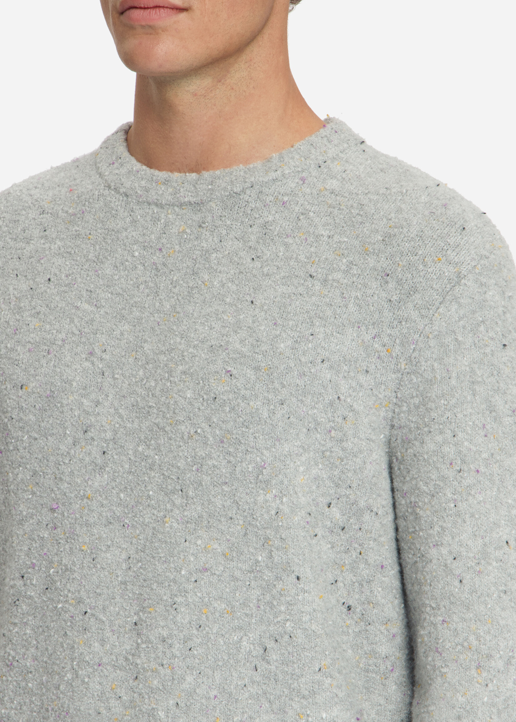 No Excess Pullover Tweed Look Wool - Grey Melange